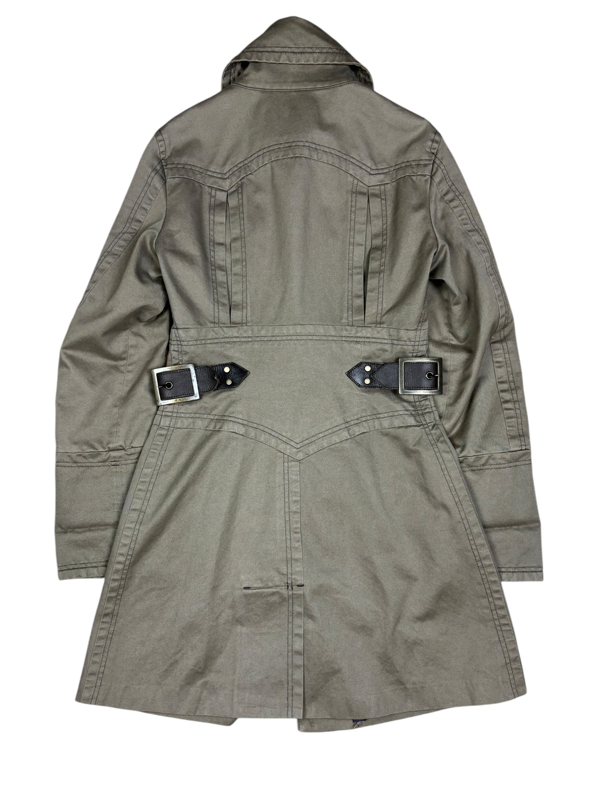 2000s Dsquared2 Trench Coat with Leather Belt Details