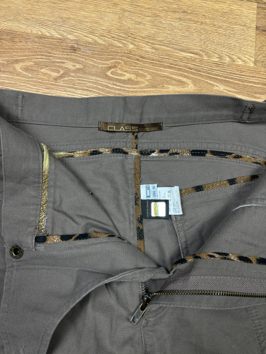 2000s Roberto Cavalli Class Leather Trim Cargo Pants
