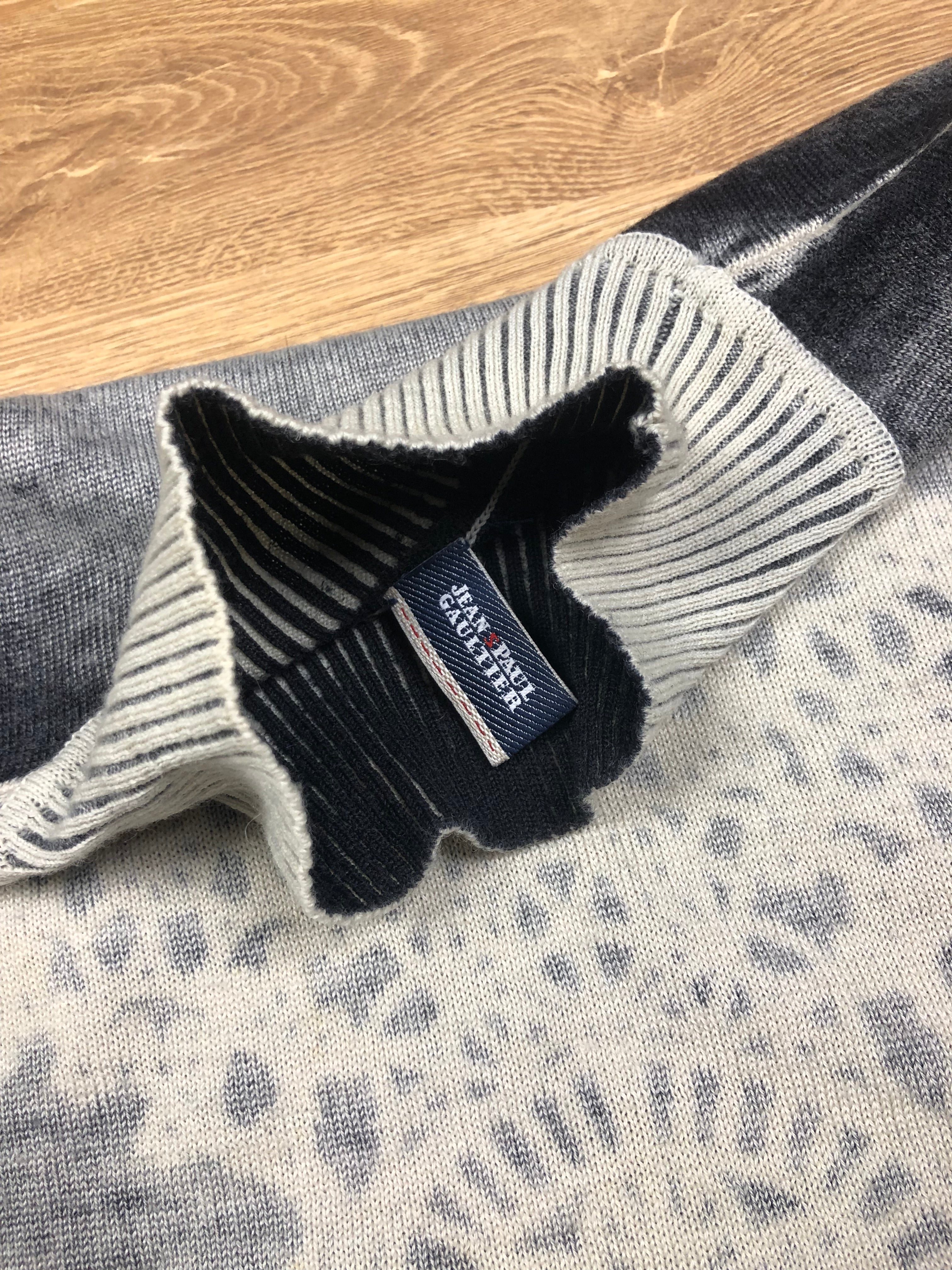 Jean Paul Gaultier Reversible Printed Woolen Turtleneck Knit Sweater