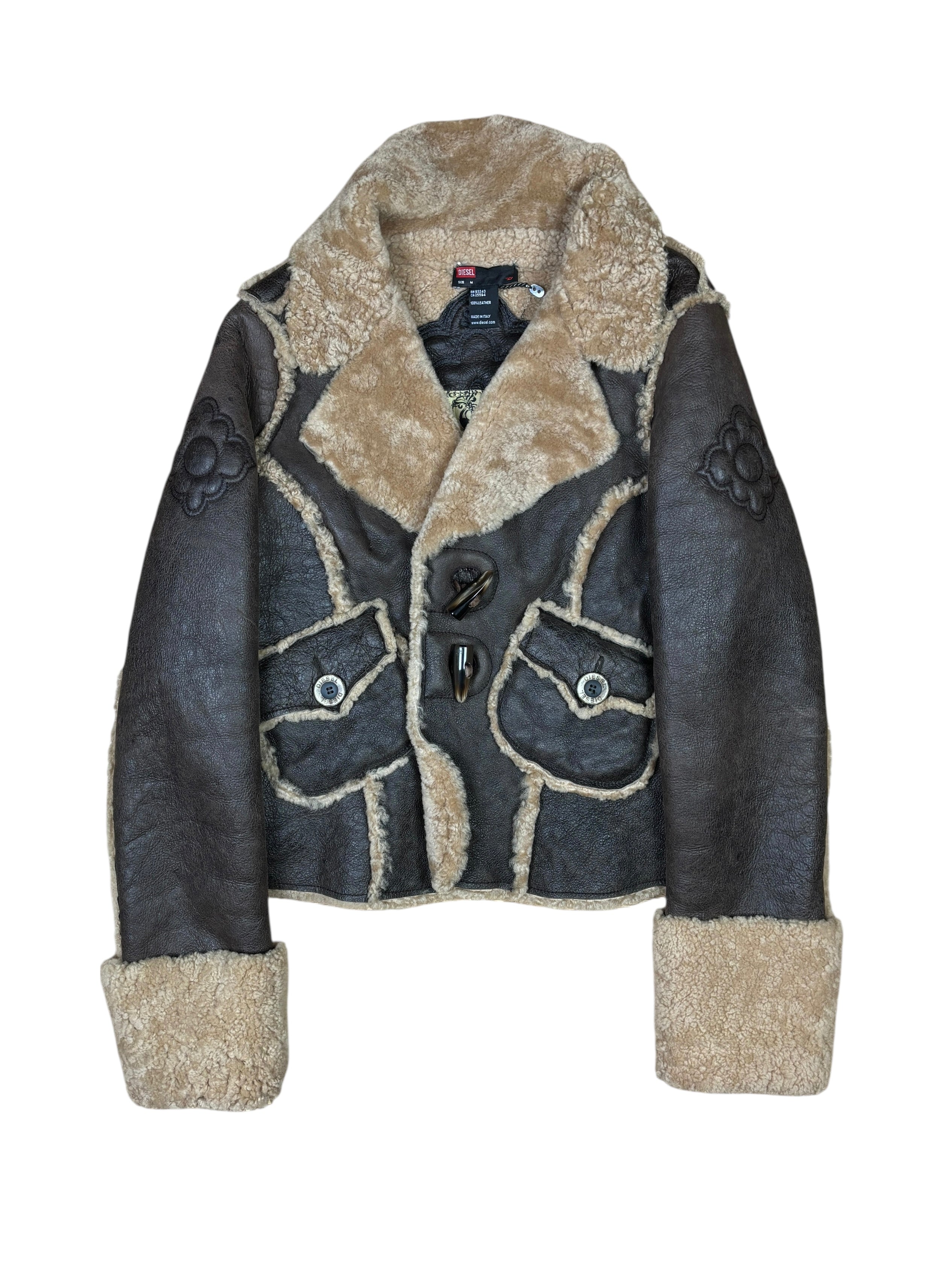 2000s Diesel Shearling Leather Aviator Jacket