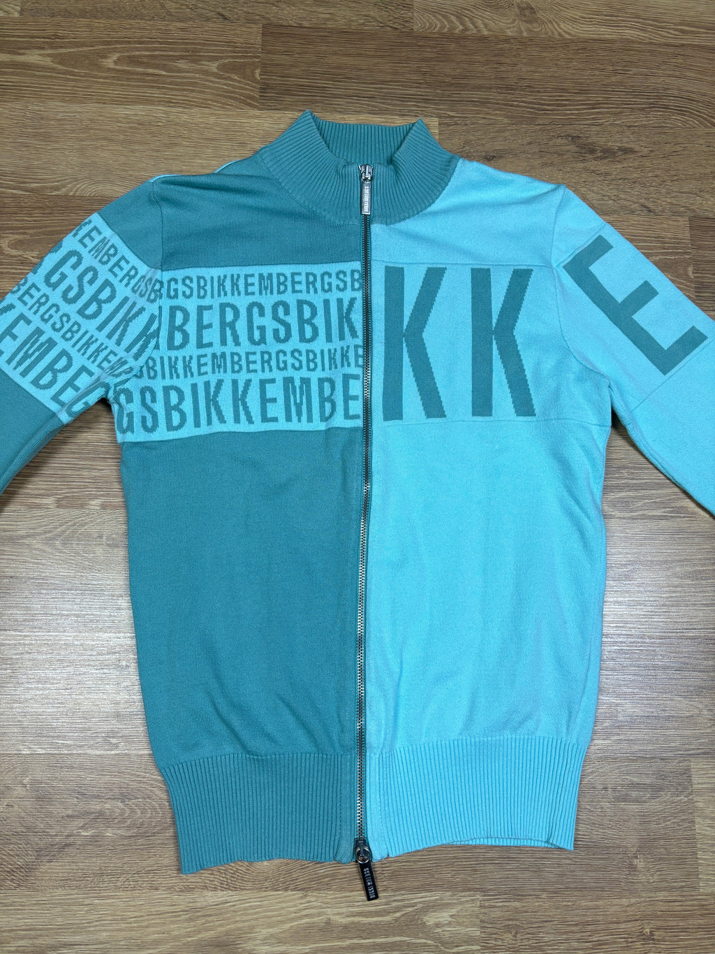 Dirk Bikkembergs Turquoise Logo Zip Knit