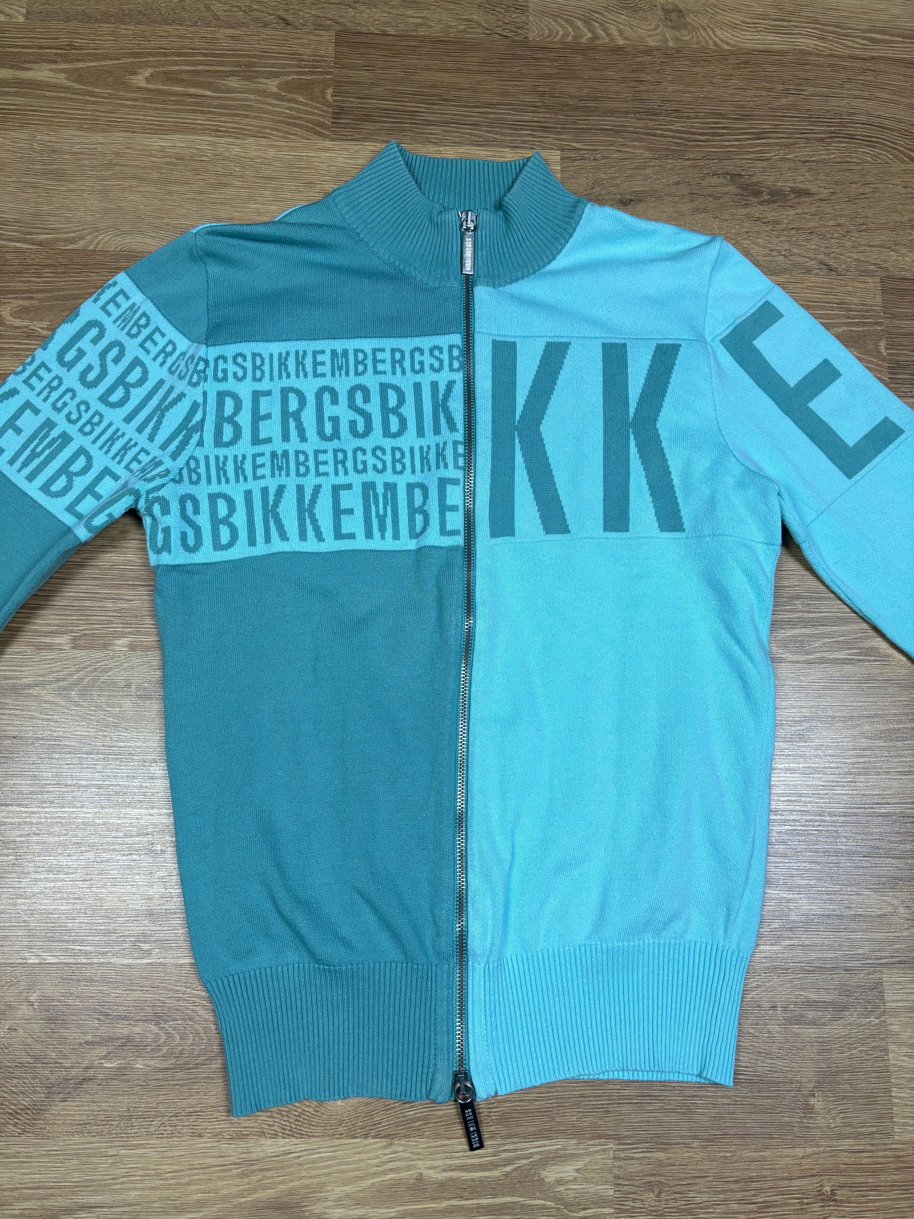 Dirk Bikkembergs Turquoise Logo Zip Knit