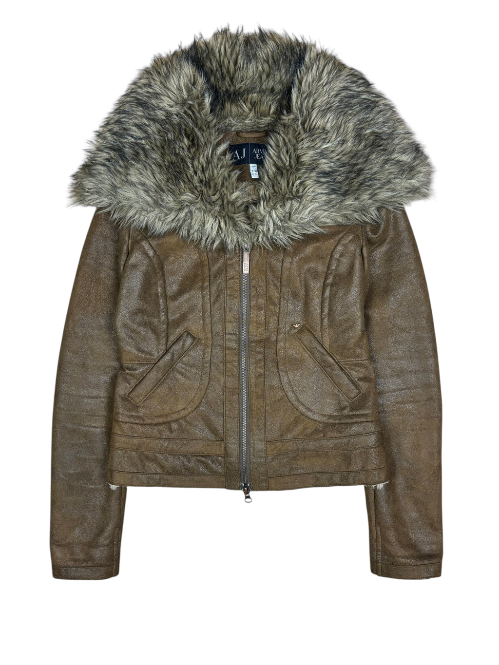 2000s Armani Jeans Faux Fur Collar Jacket