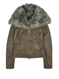 2000s Armani Jeans Faux Fur Collar Jacket