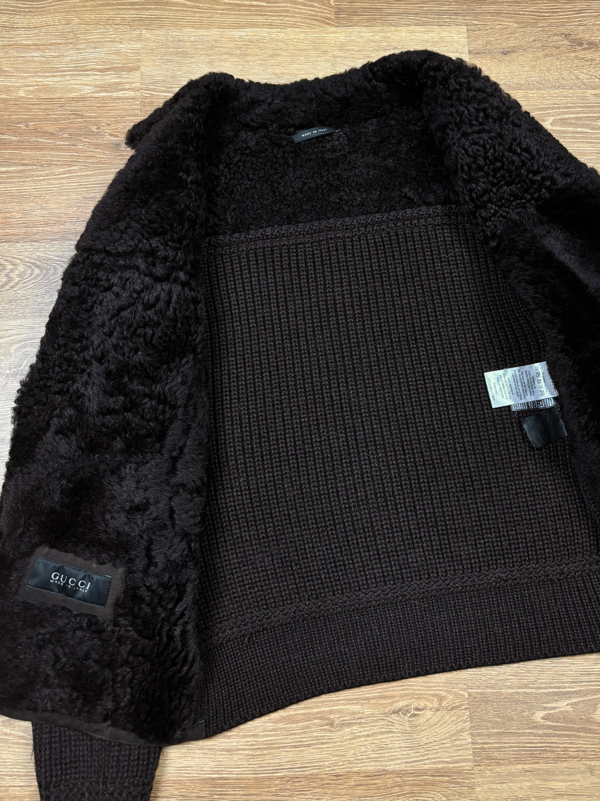 Gucci Shearling Leather & Alpaca Knit Jacket