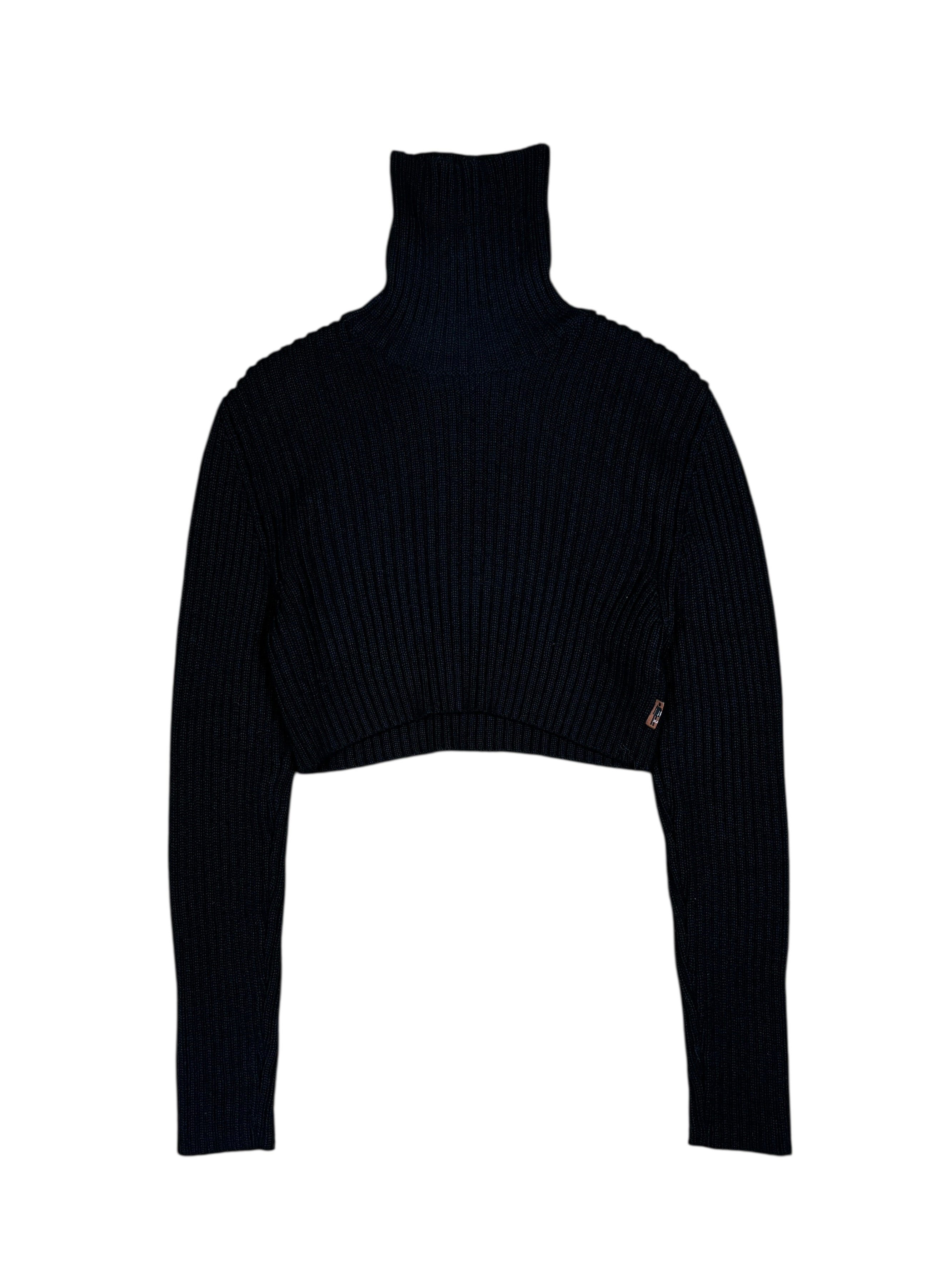2000s Jean Paul Gaultier Cropped Ribbed Turtleneck Knit