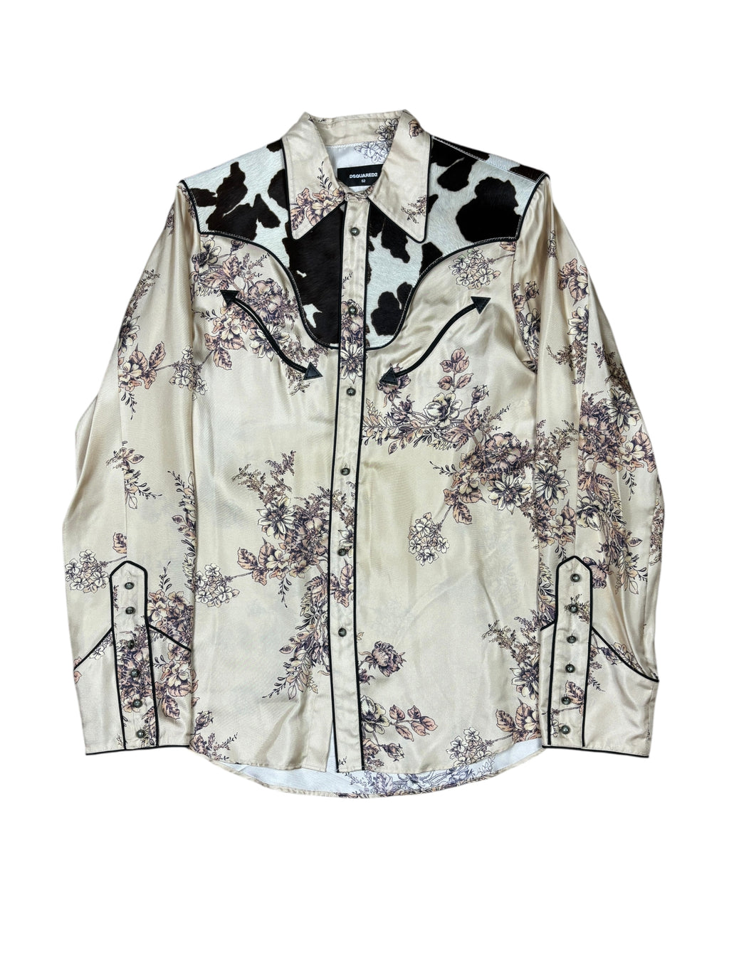 Dsquared2 FW2018 Runway Silk & Cowhide Western Shirt