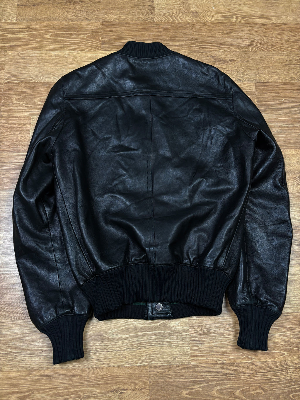 Chaqueta bomber de piel con franja web de Gucci de los 2000