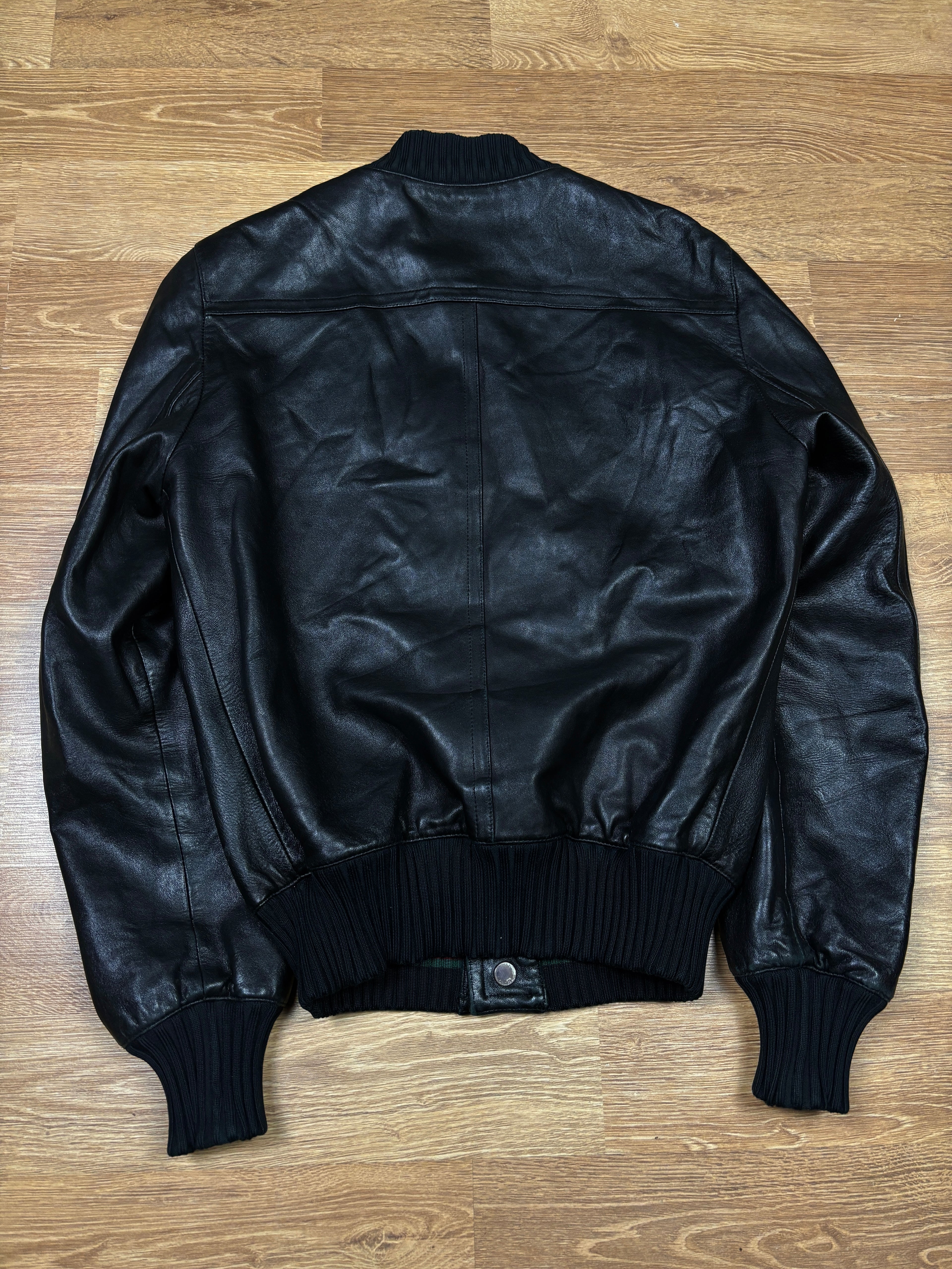 Chaqueta bomber de piel con franja web de Gucci de los 2000