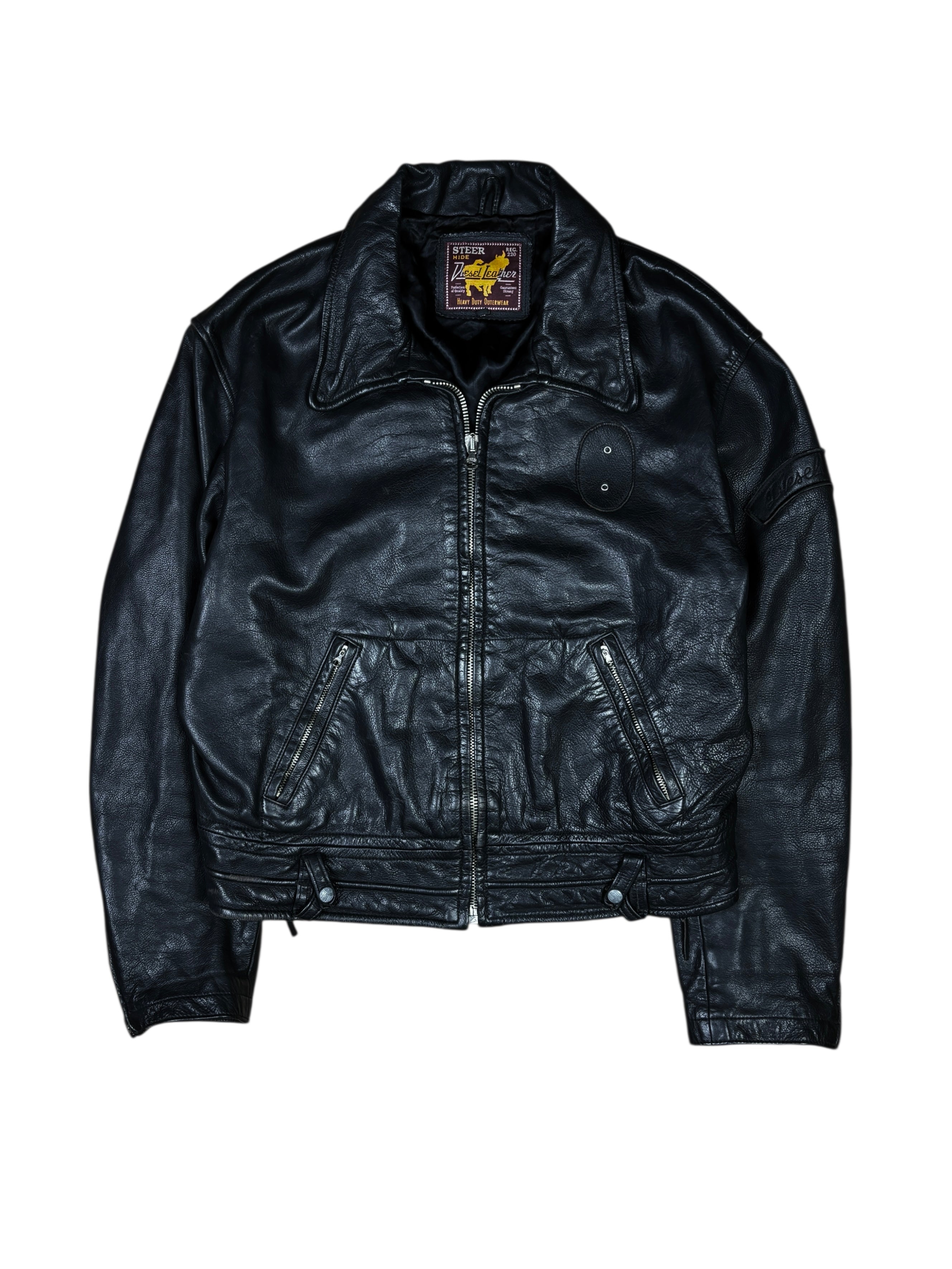 Chaqueta de cuero resistente de piel de vacuno Diesel vintage