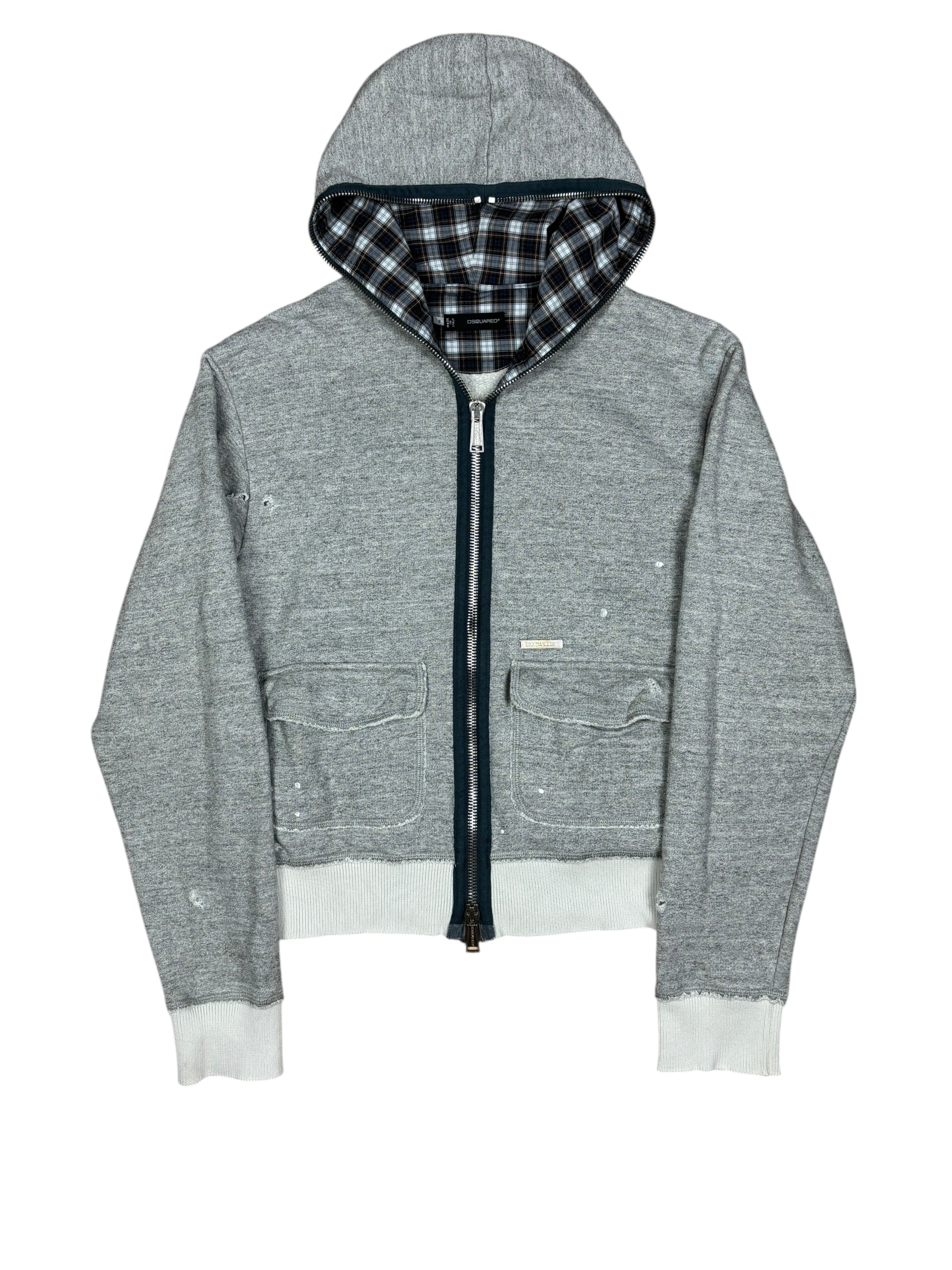 Sudadera con capucha Dsquared2 Distressed con cremallera completa de los 2000s