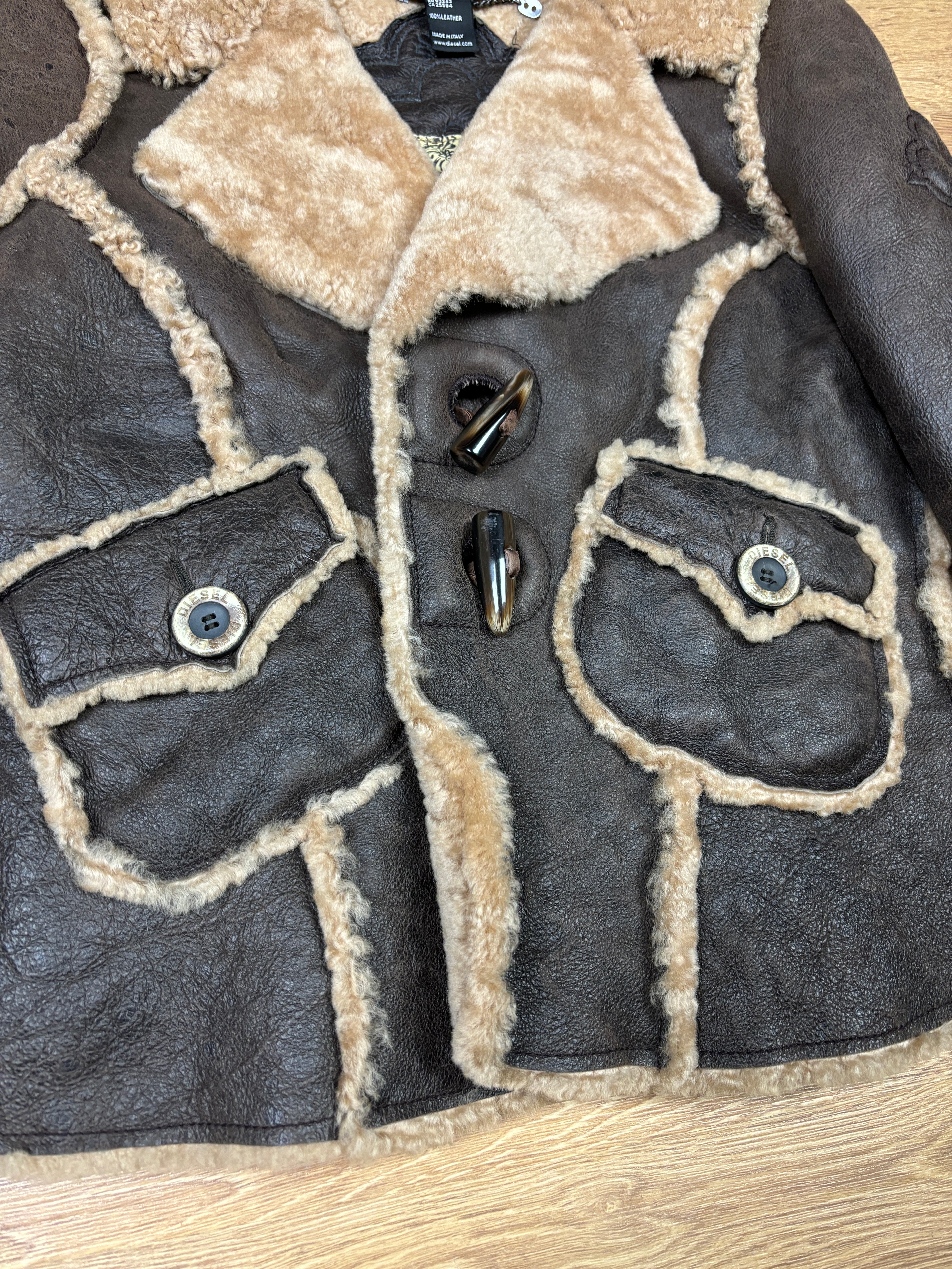 2000s Diesel Shearling Leather Aviator Jacket