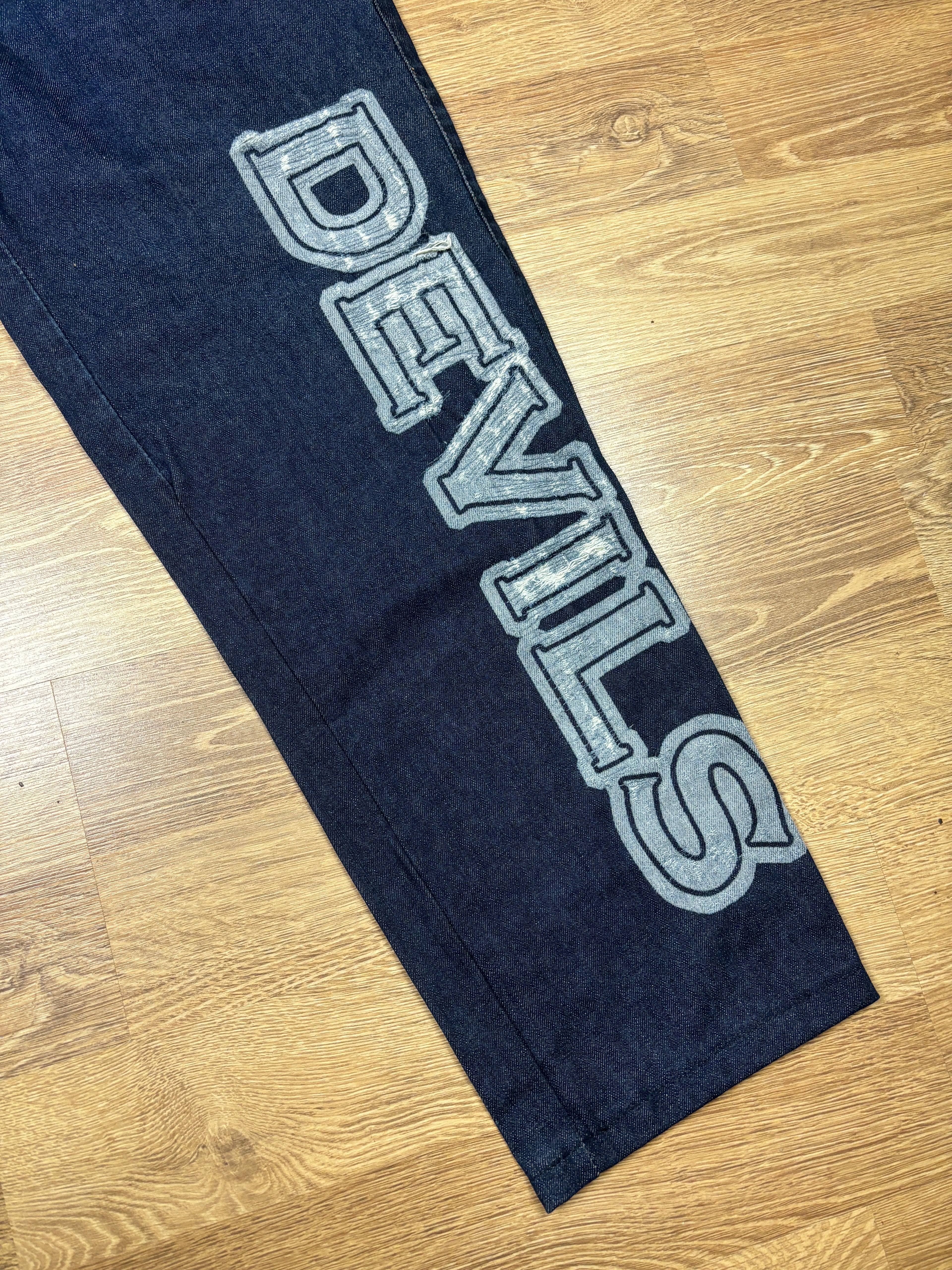 Pantalones vaqueros Roberto Cavalli “Devils” de doble cintura, 2004