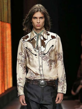 Dsquared2 FW2018 Runway Silk & Cowhide Western Shirt