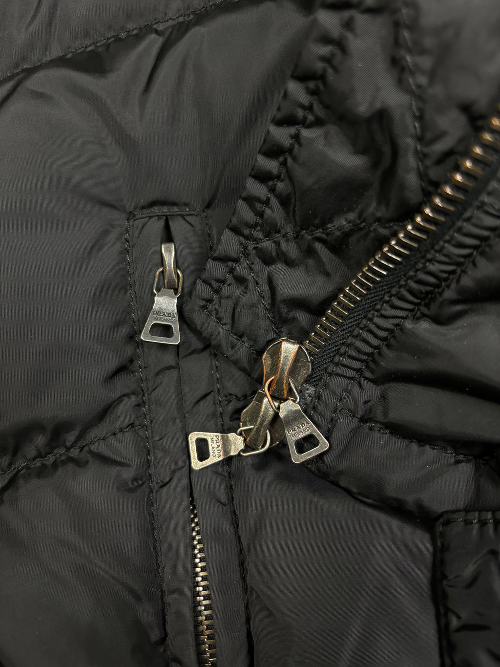 Prada Milano Cropped Down Hooded Jacket