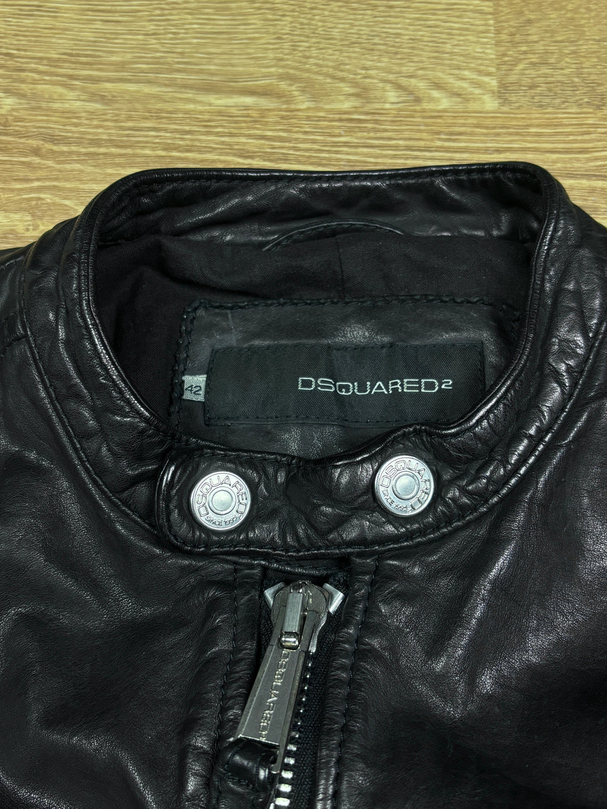 2000s Dsquared2 Cropped Black Leather Jacket