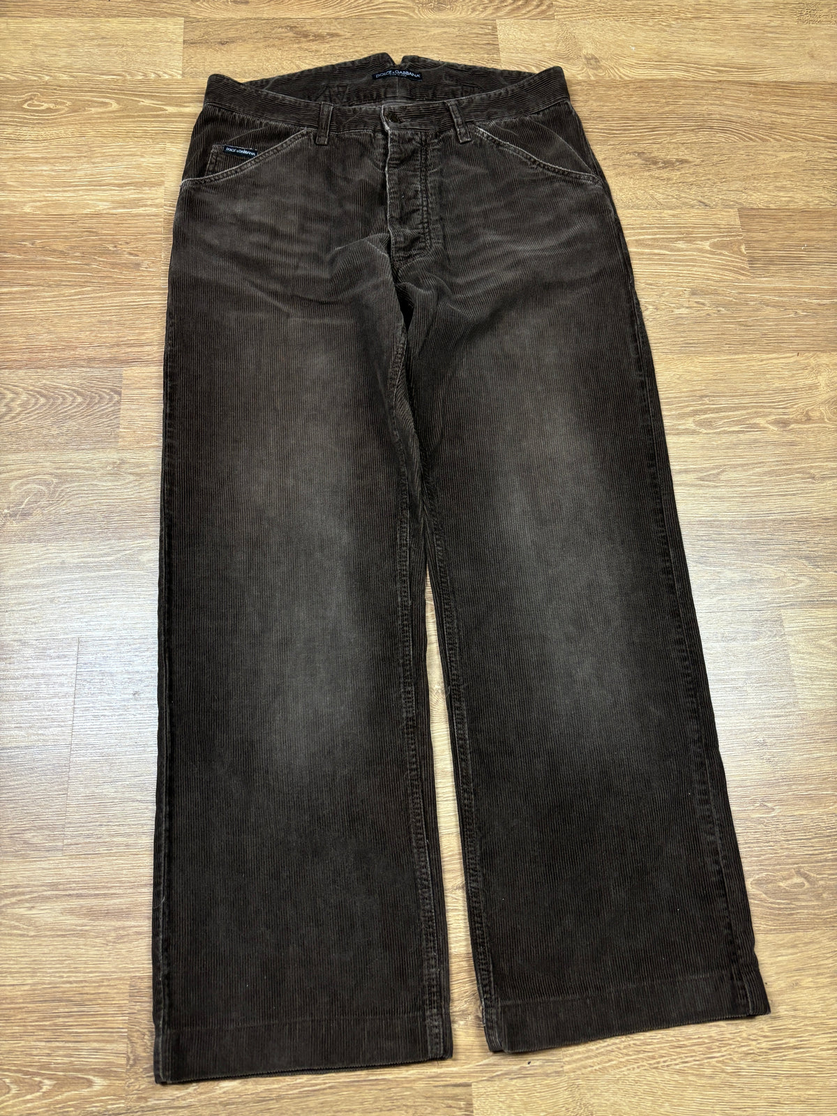 2000s Dolce & Gabbana Brown Corduroy Wide-Leg Pants