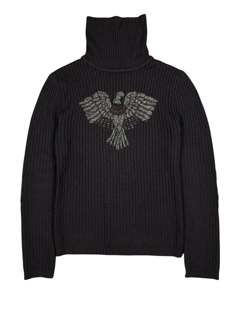 2000s Roberto Cavalli Wool Phoenix Embroidered Turtleneck