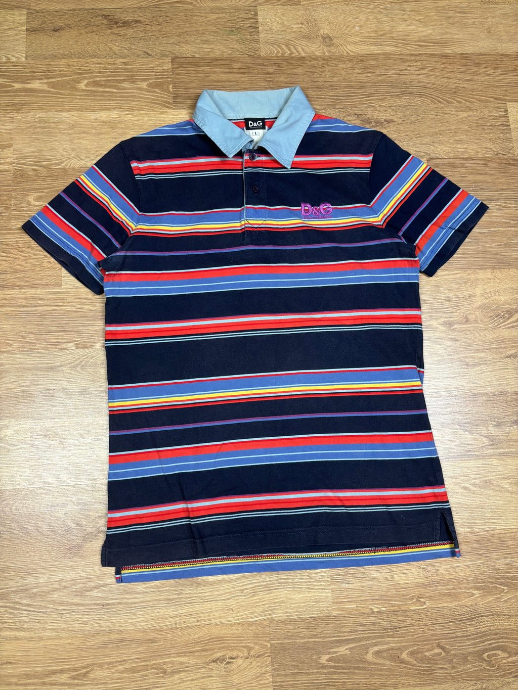 2000s Dolce & Gabbana Multicolor Striped Polo Shirt