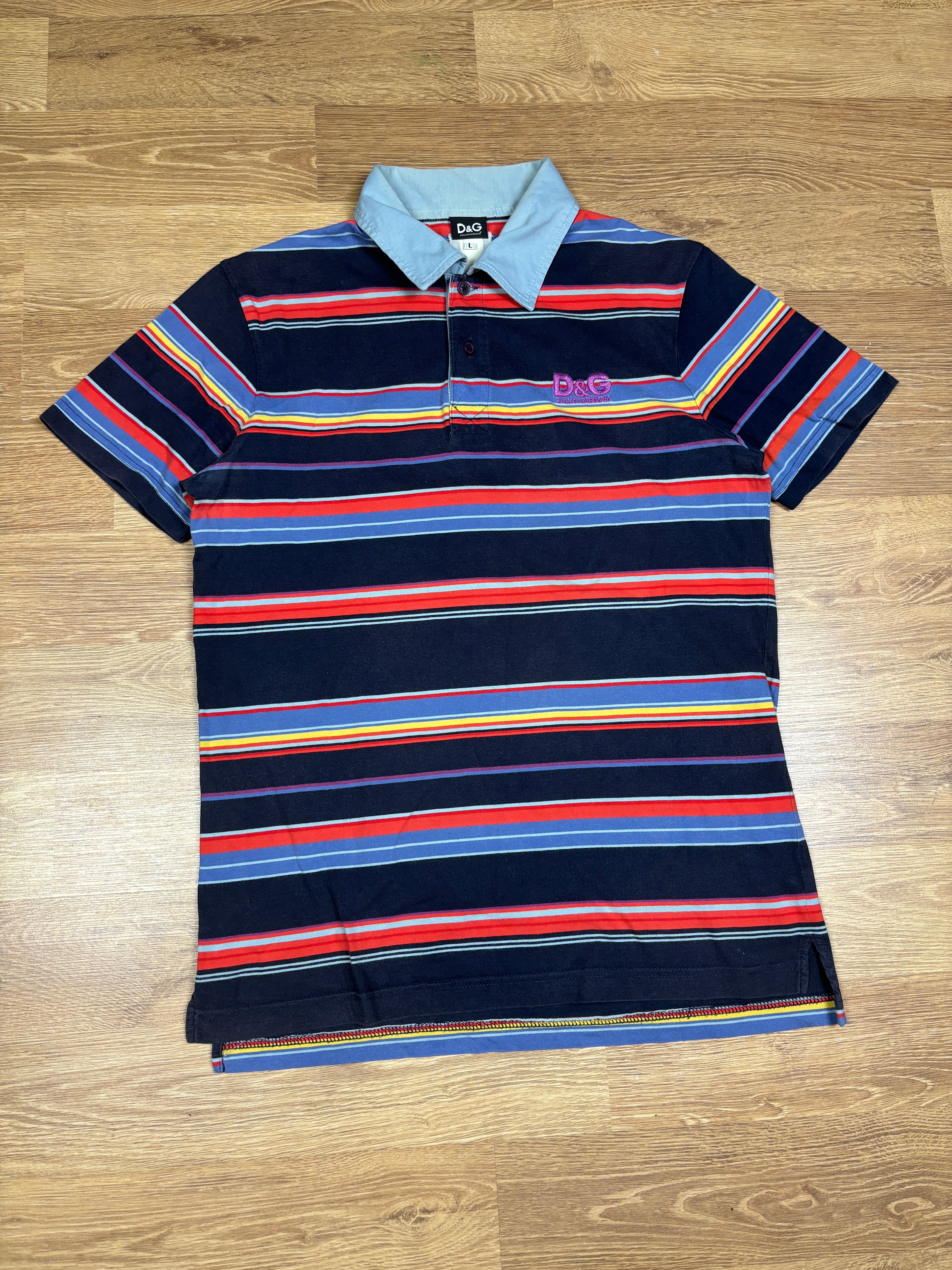 2000s Dolce & Gabbana Multicolor Striped Polo Shirt