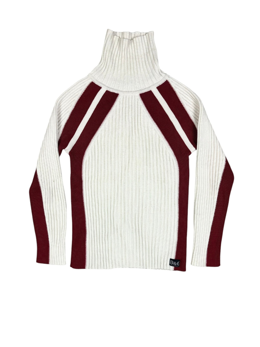 2000s Dolce & Gabbana Ribbed Wool Turtleneck Panel Knit