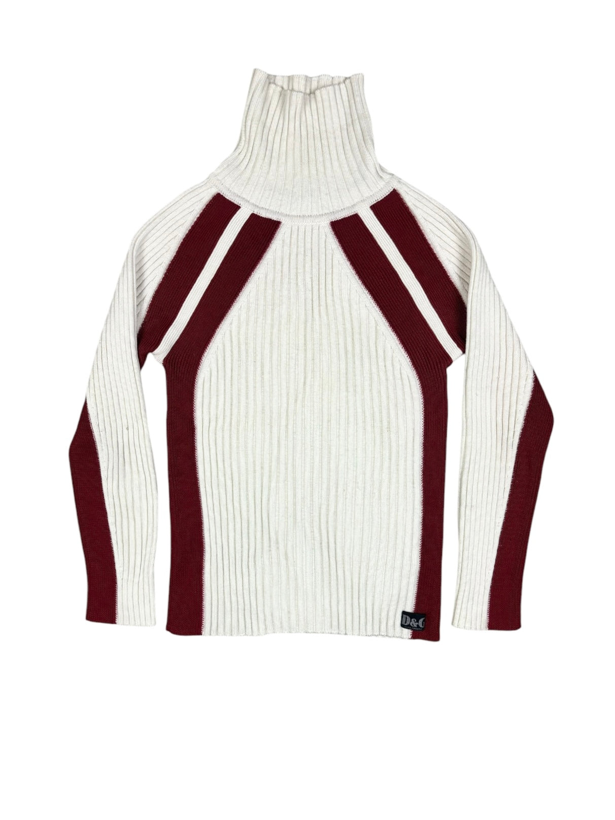 2000s Dolce & Gabbana Ribbed Wool Turtleneck Panel Knit