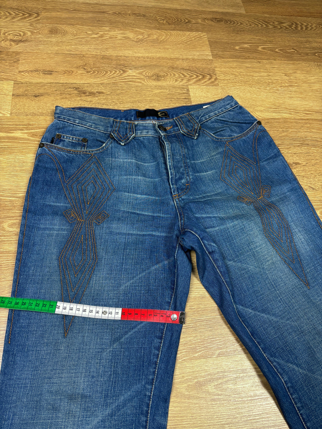 2000s Just Cavalli Embroidered Flared Denim Pants
