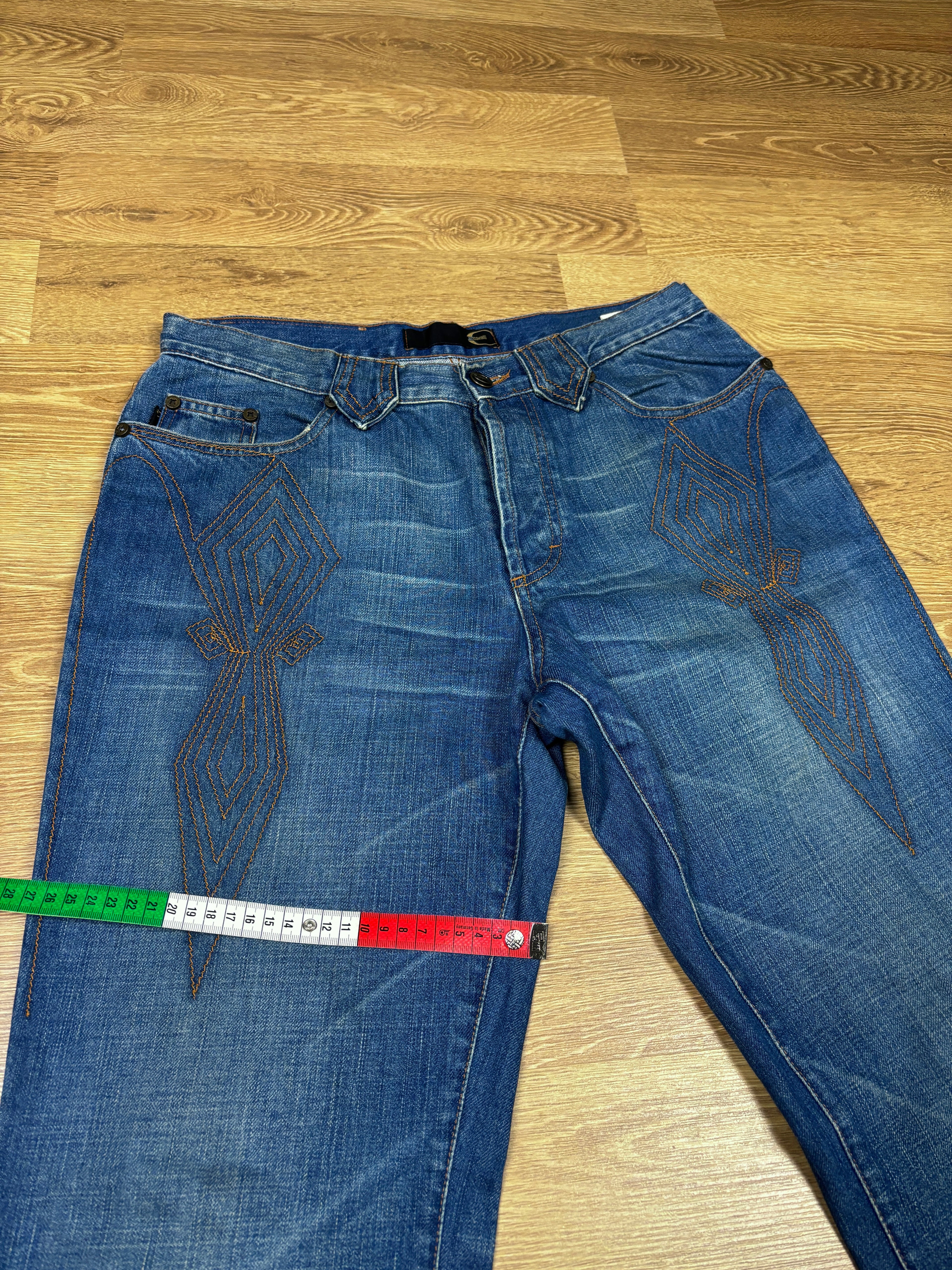 2000s Just Cavalli Embroidered Flared Denim Pants