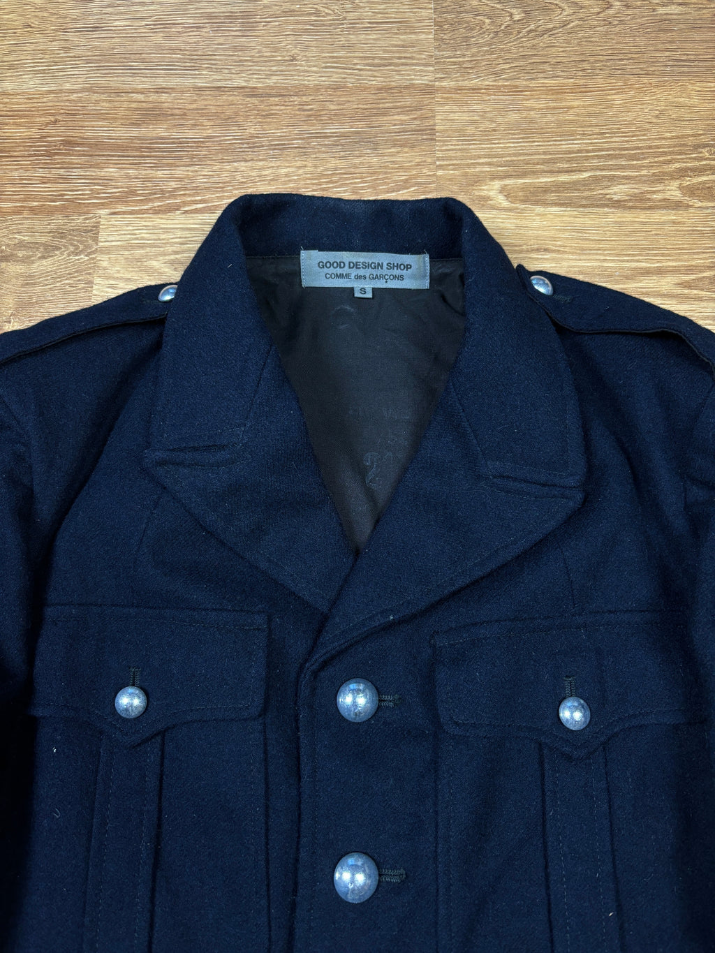 AW2015 Comme des Garçons Back Logo Cropped Wool Jacket