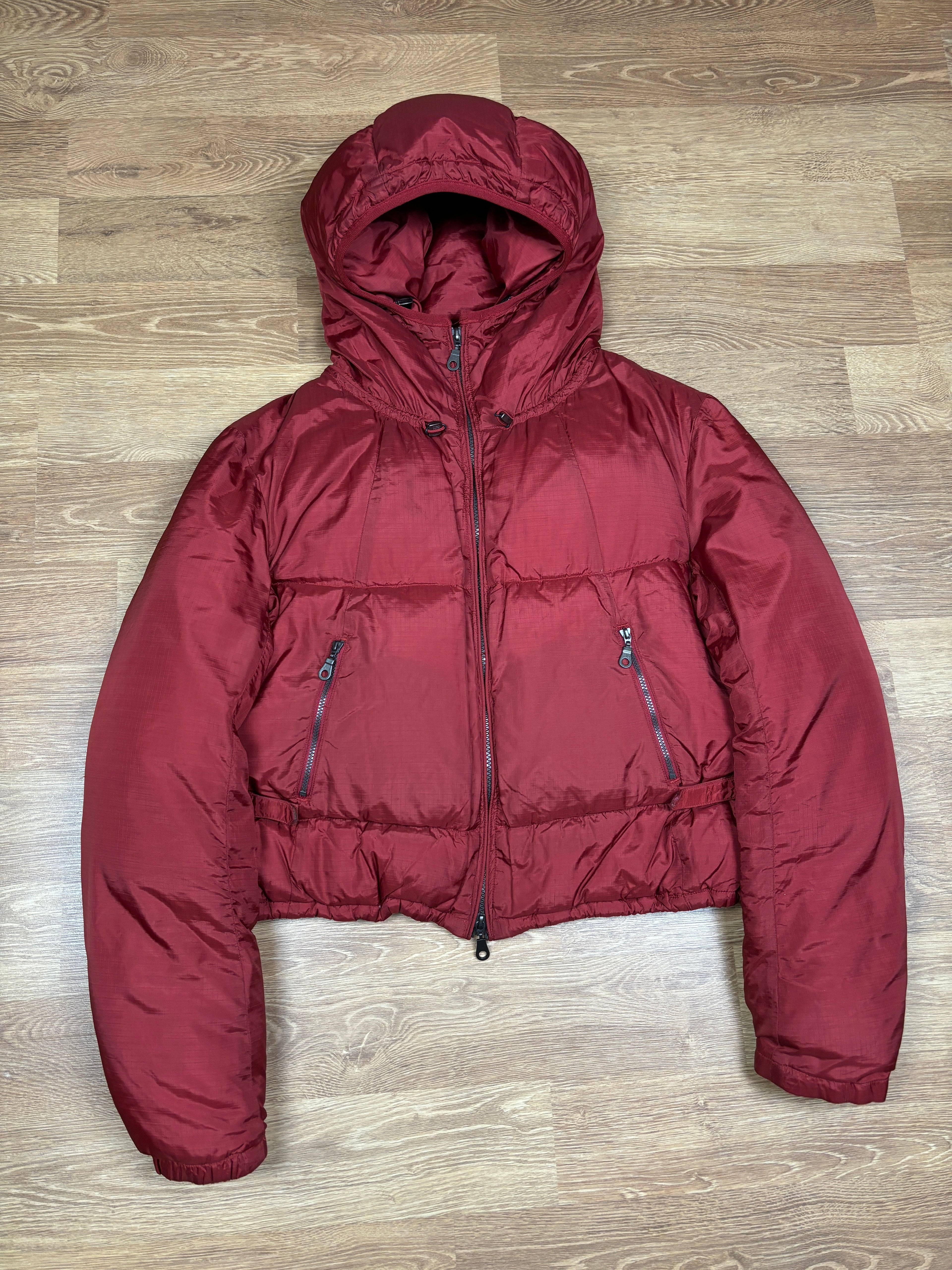 2000s Marithé François Girbaud Red Down Cropped Puffer Jacket