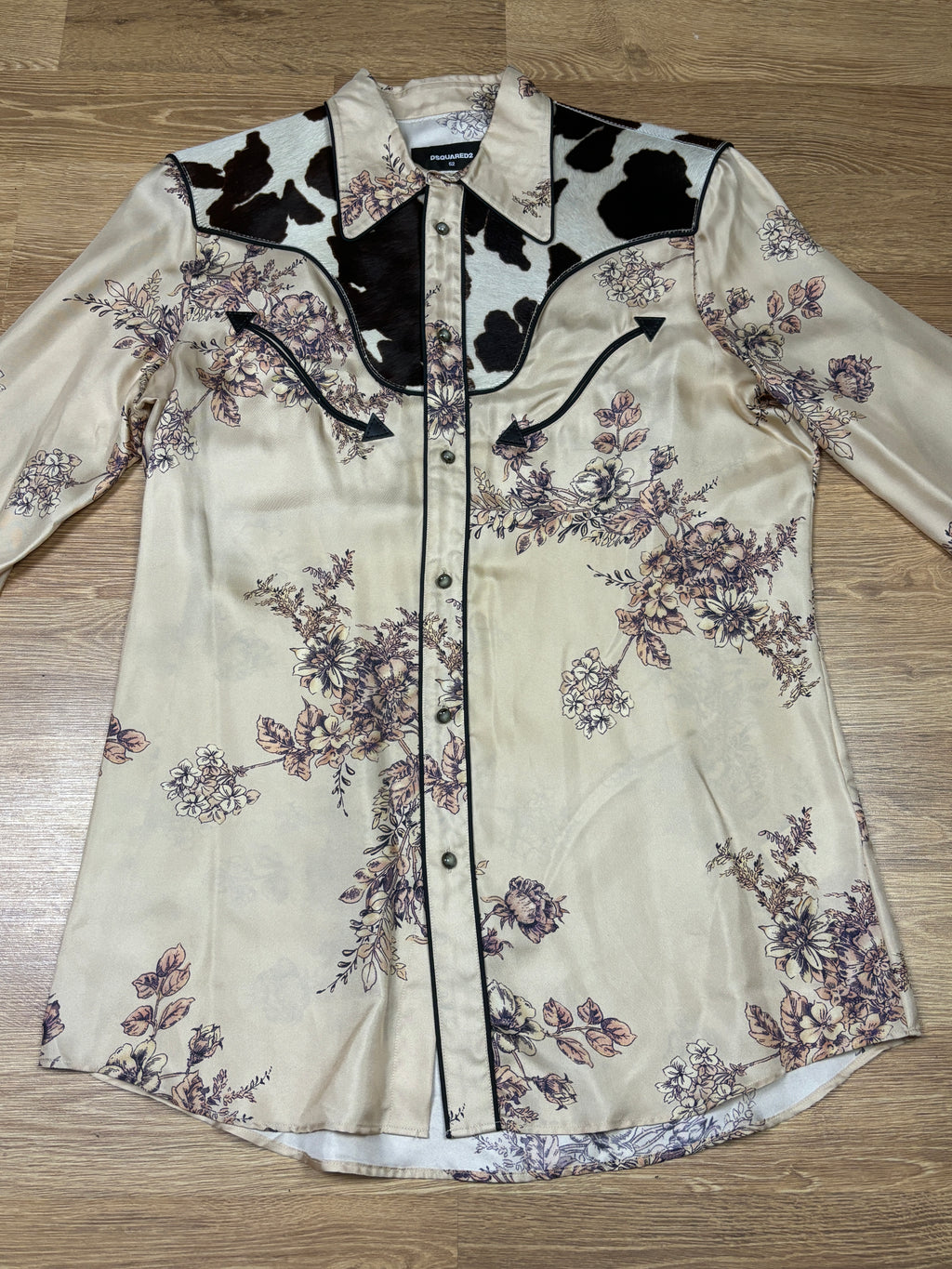 Dsquared2 FW2018 Runway Silk & Cowhide Western Shirt