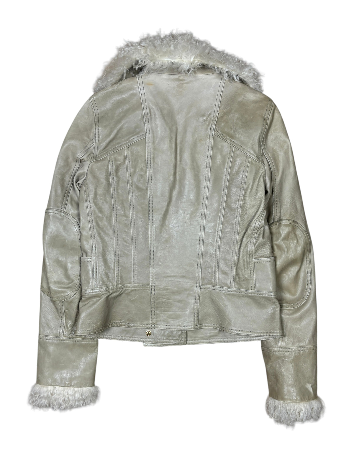 Gucci Frida Giannini Leather Shearling Collar Jacket