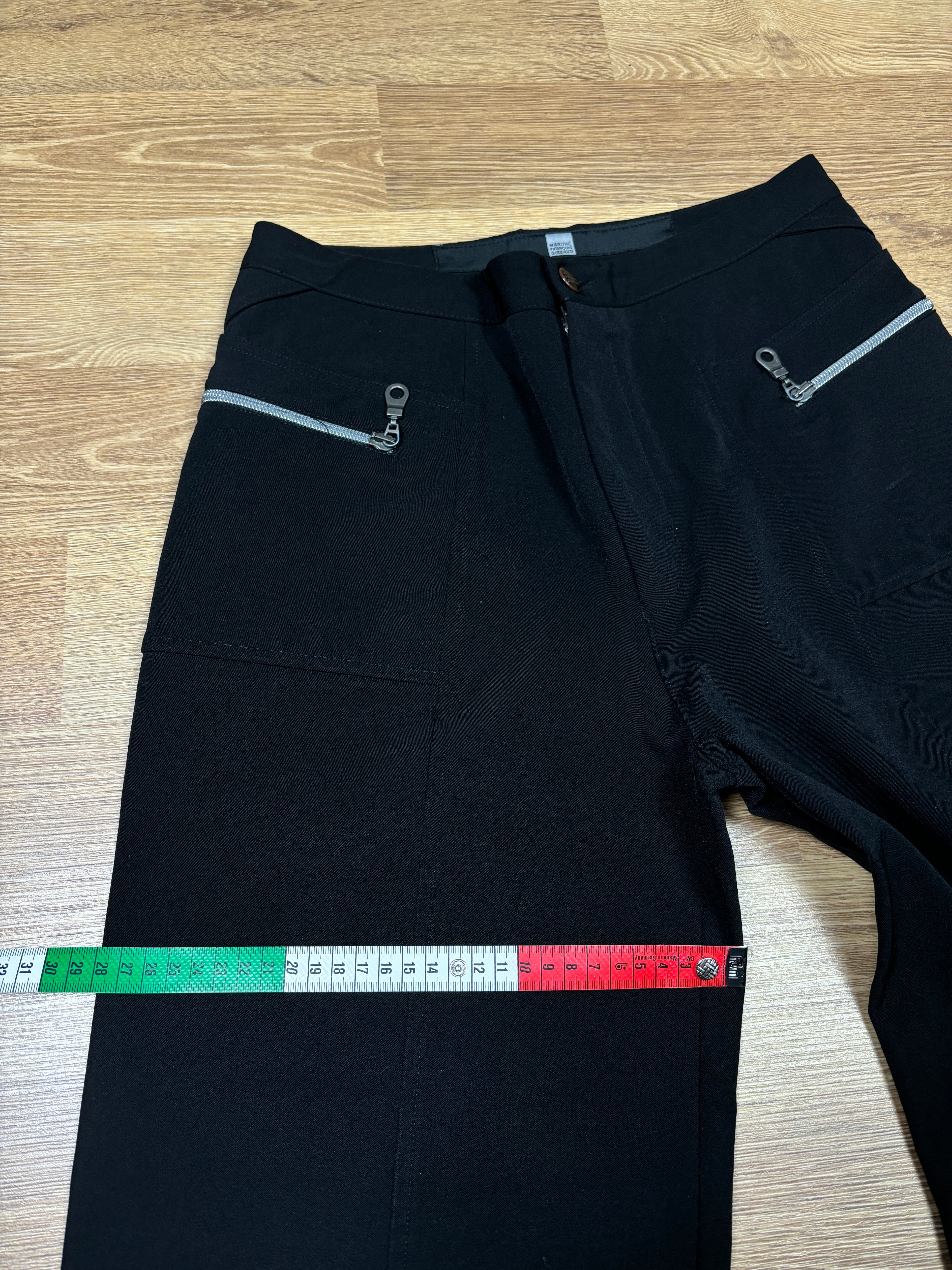 2000s Marithé François Girbaud Black Wide Leg Zip Trousers