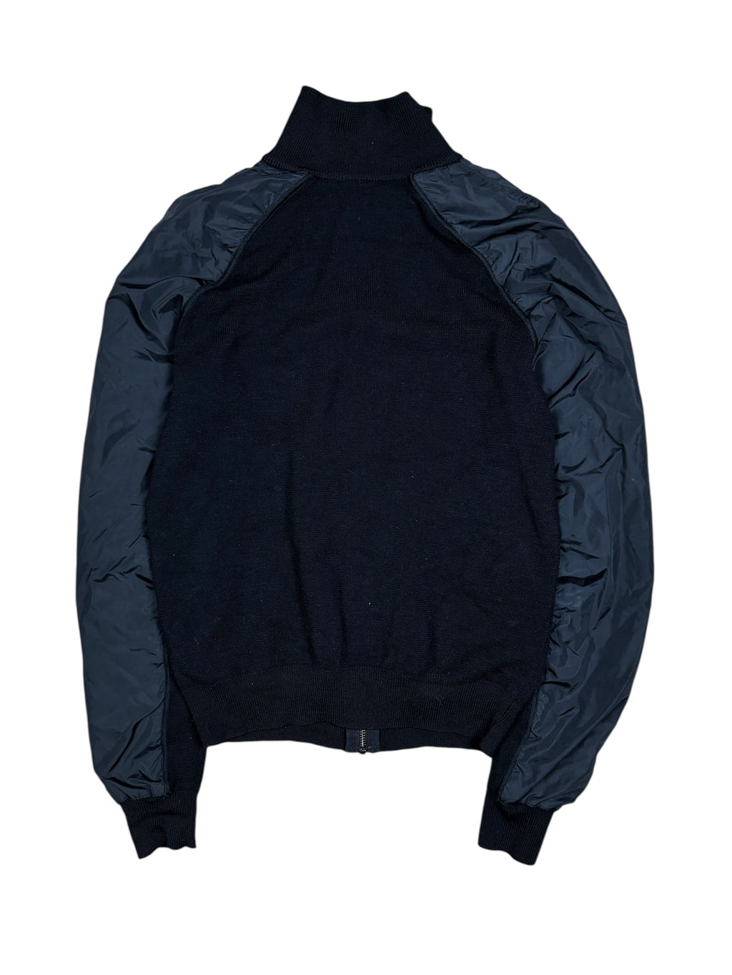 Prada Black Knit & Nylon Zip Jacket
