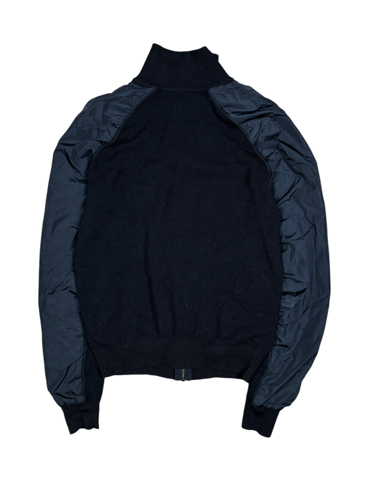 Prada Black Knit & Nylon Zip Jacket