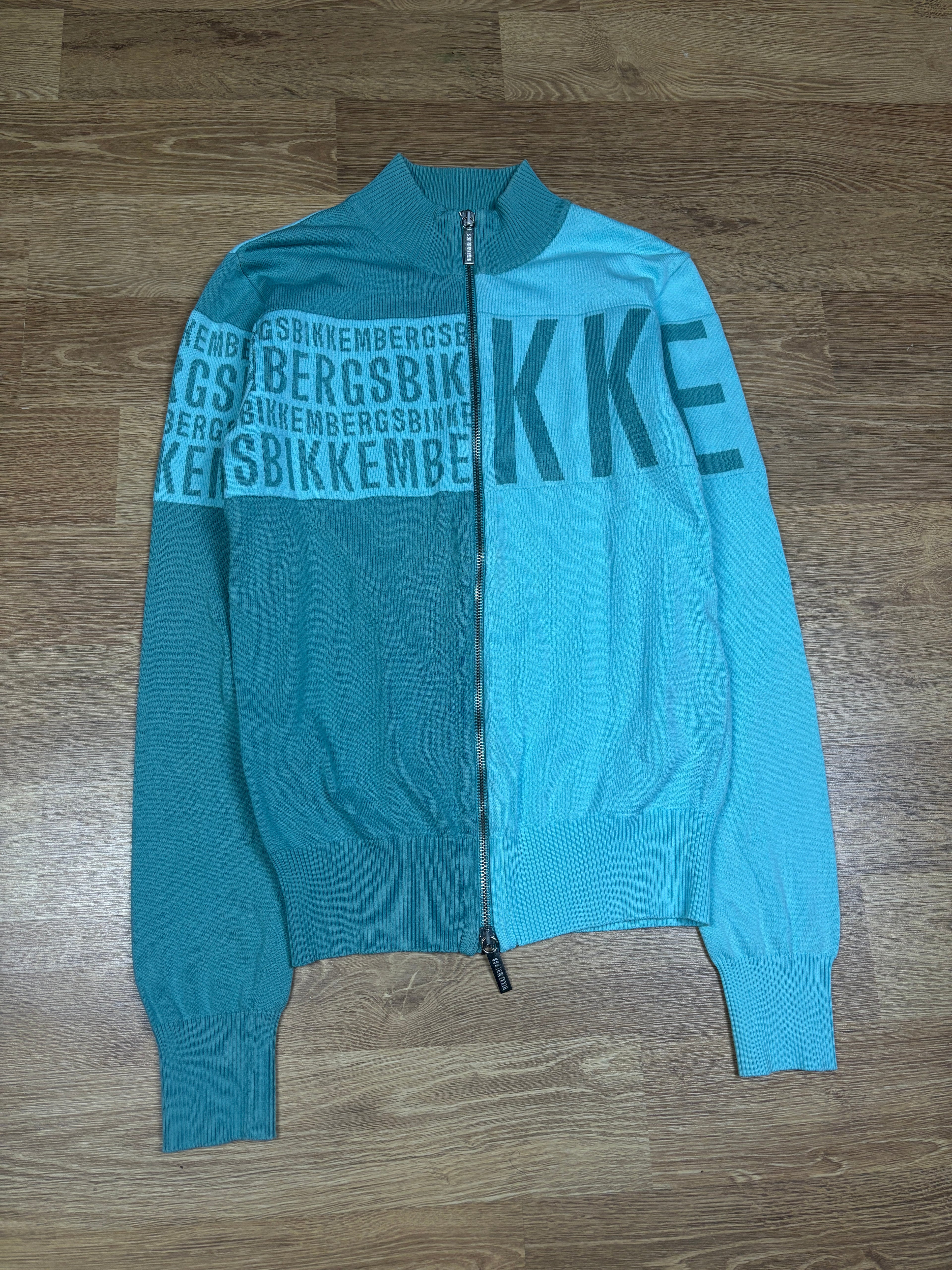 Dirk Bikkembergs Turquoise Logo Zip Knit