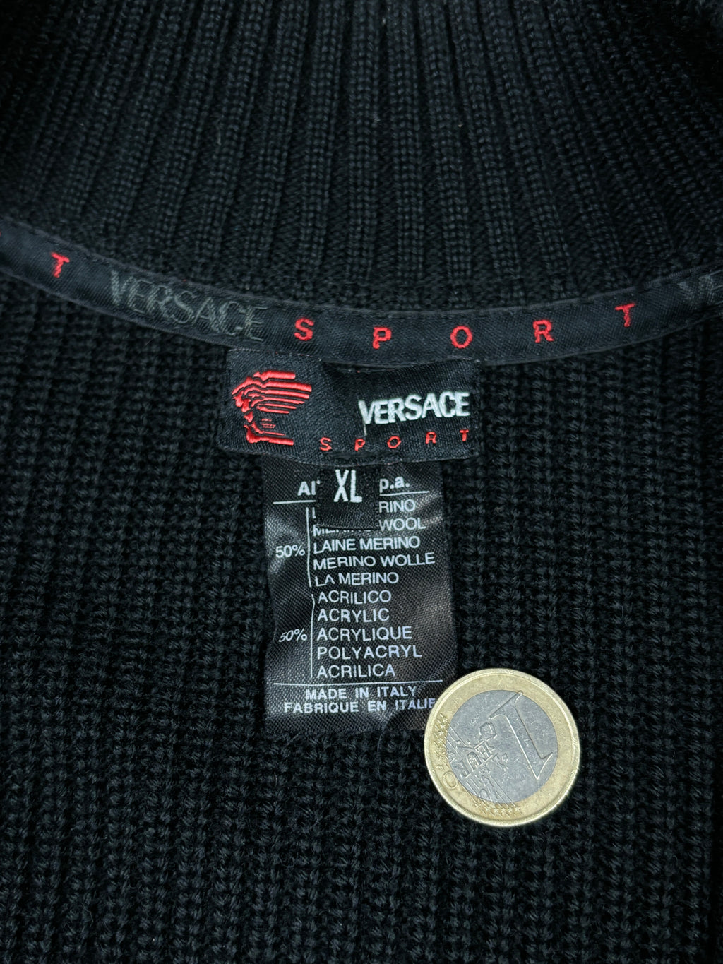 2000s Versace Sport Black Zip Knit