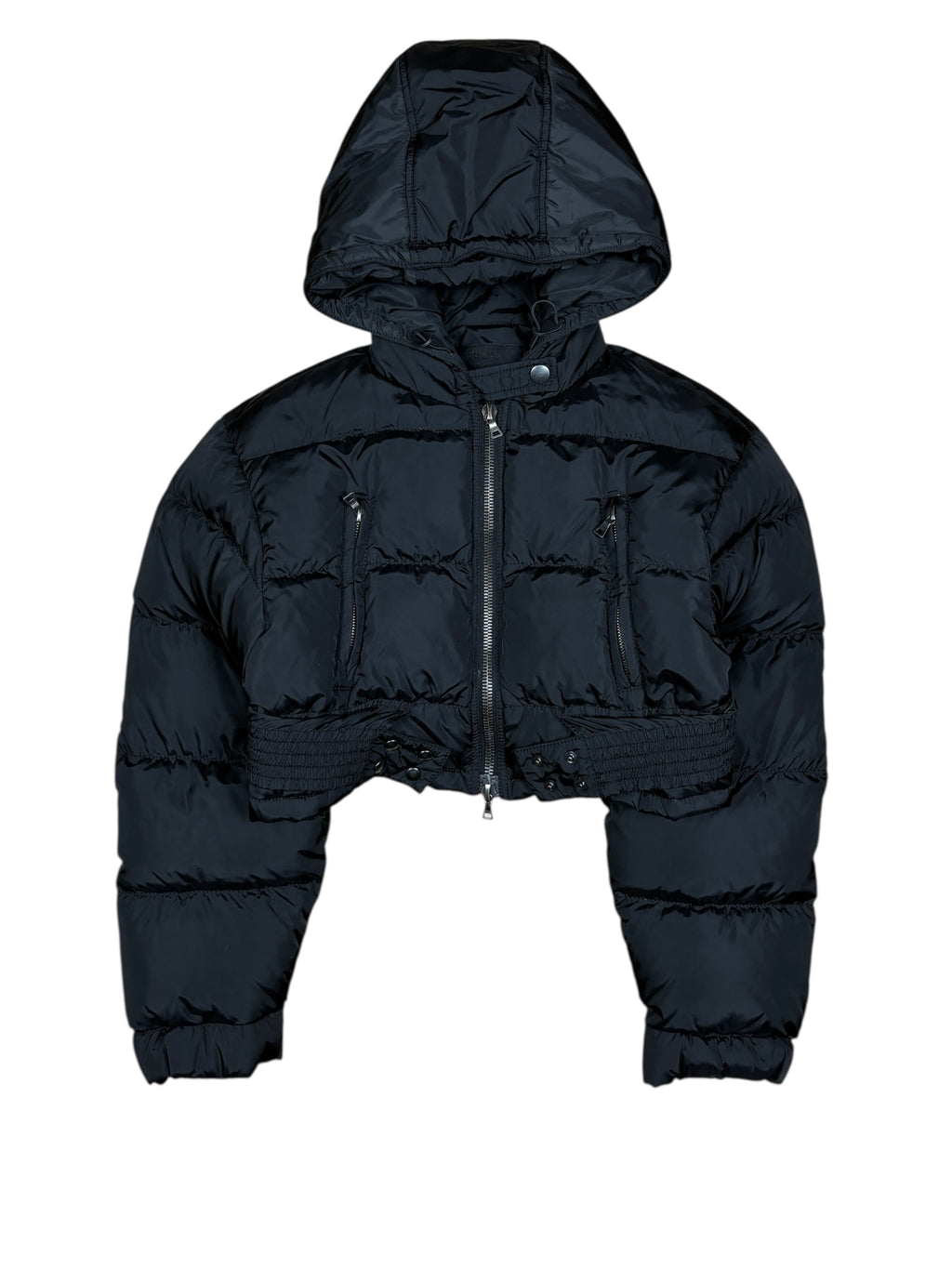 Prada Milano Cropped Down Hooded Jacket
