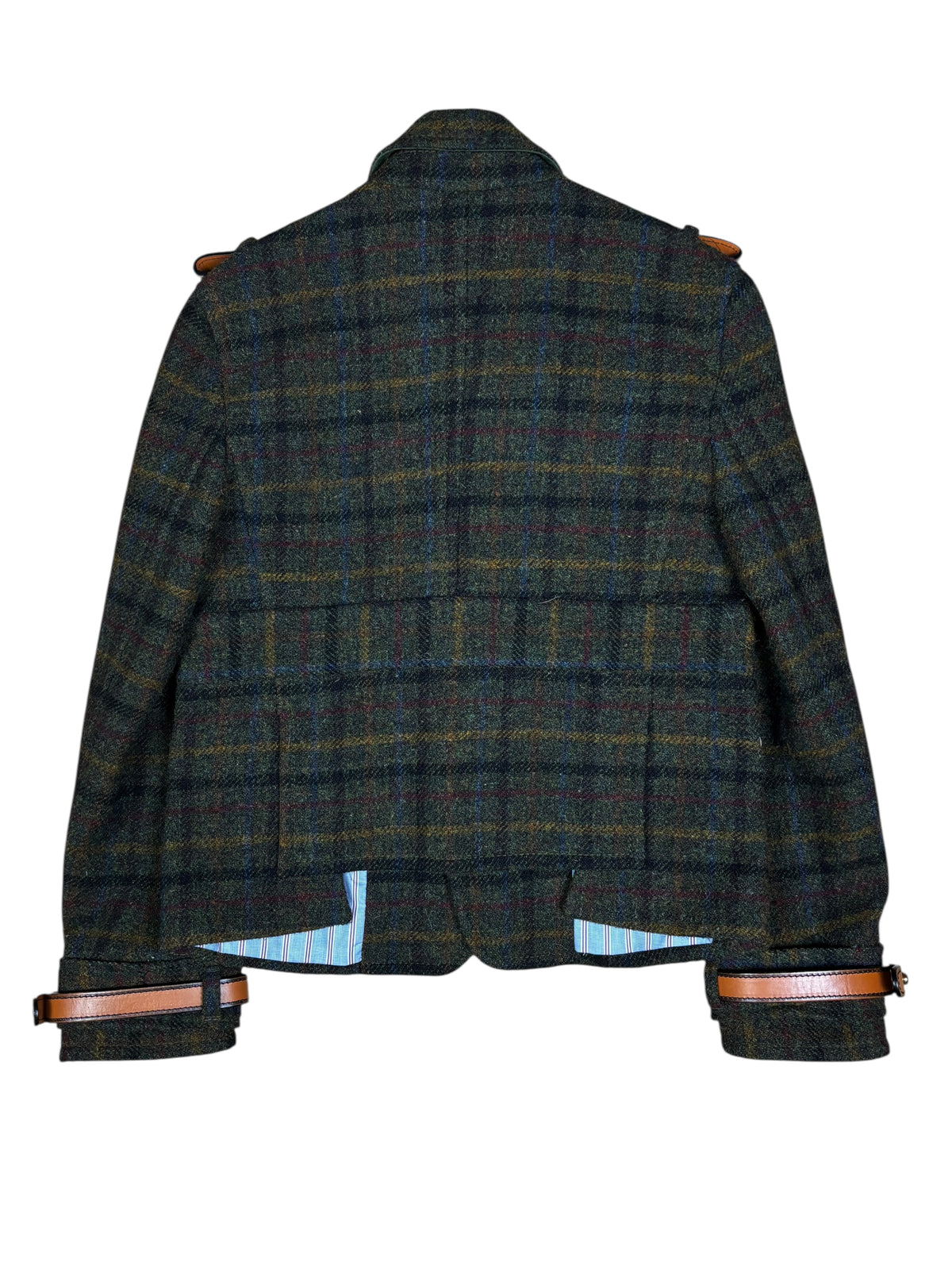 2000s Dsquared2 Plaid Wool Leather Strap Jacket