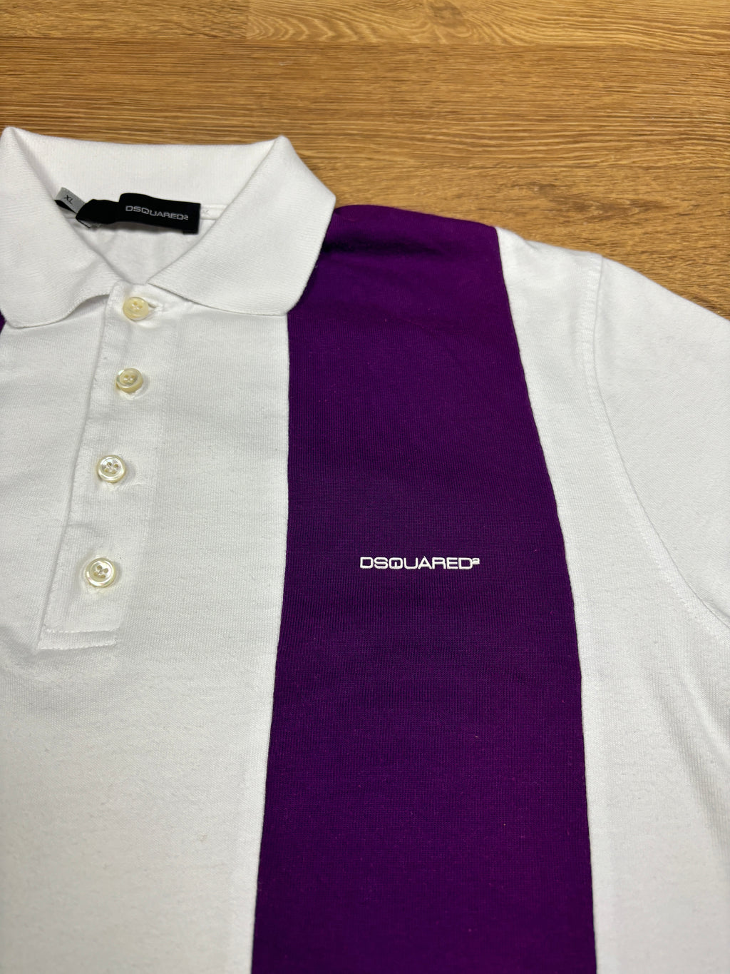 2000s Dsquared2 Purple Stripe Polo Shirt