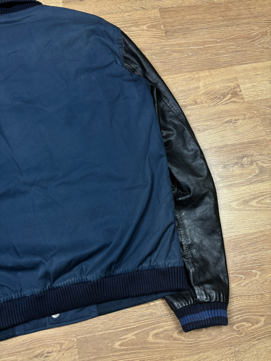 Chaqueta Varsity Gucci Algodón Azul Marino y Manga de Cuero SS2010