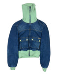 Dolce & Gabbana 2000s Denim Jacket with Ribbed Collar and Floral Lining
