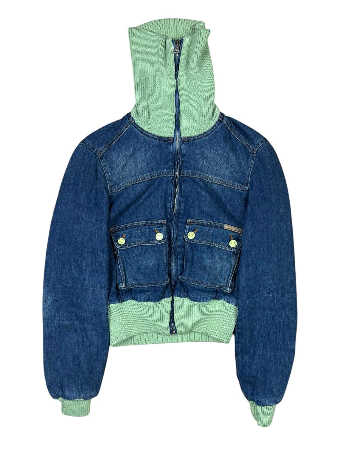 Dolce & Gabbana 2000s Denim Jacket with Ribbed Collar and Floral Lining