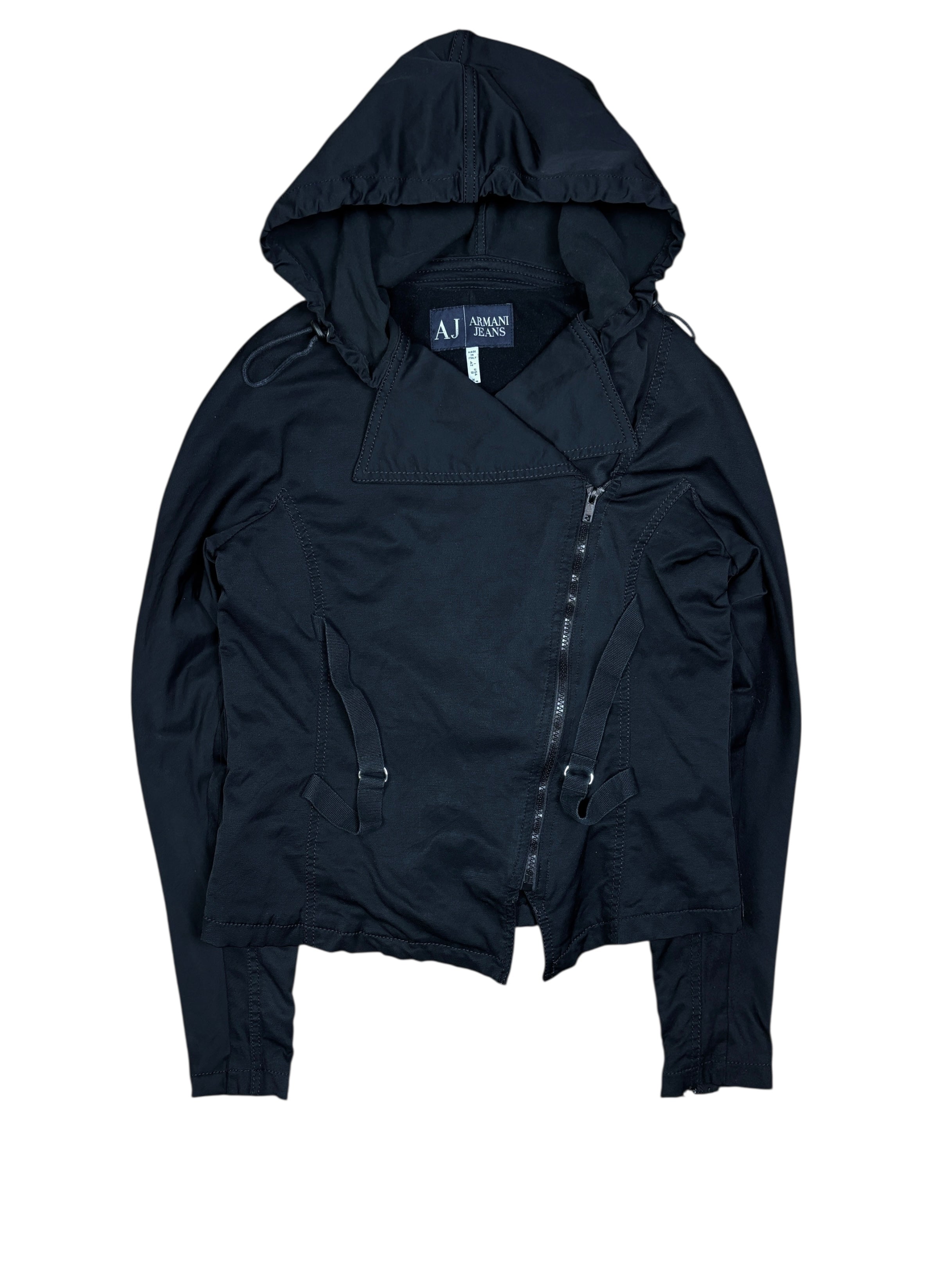 Chaqueta con capucha y cremallera técnica asimétrica Armani Jeans de los 2000