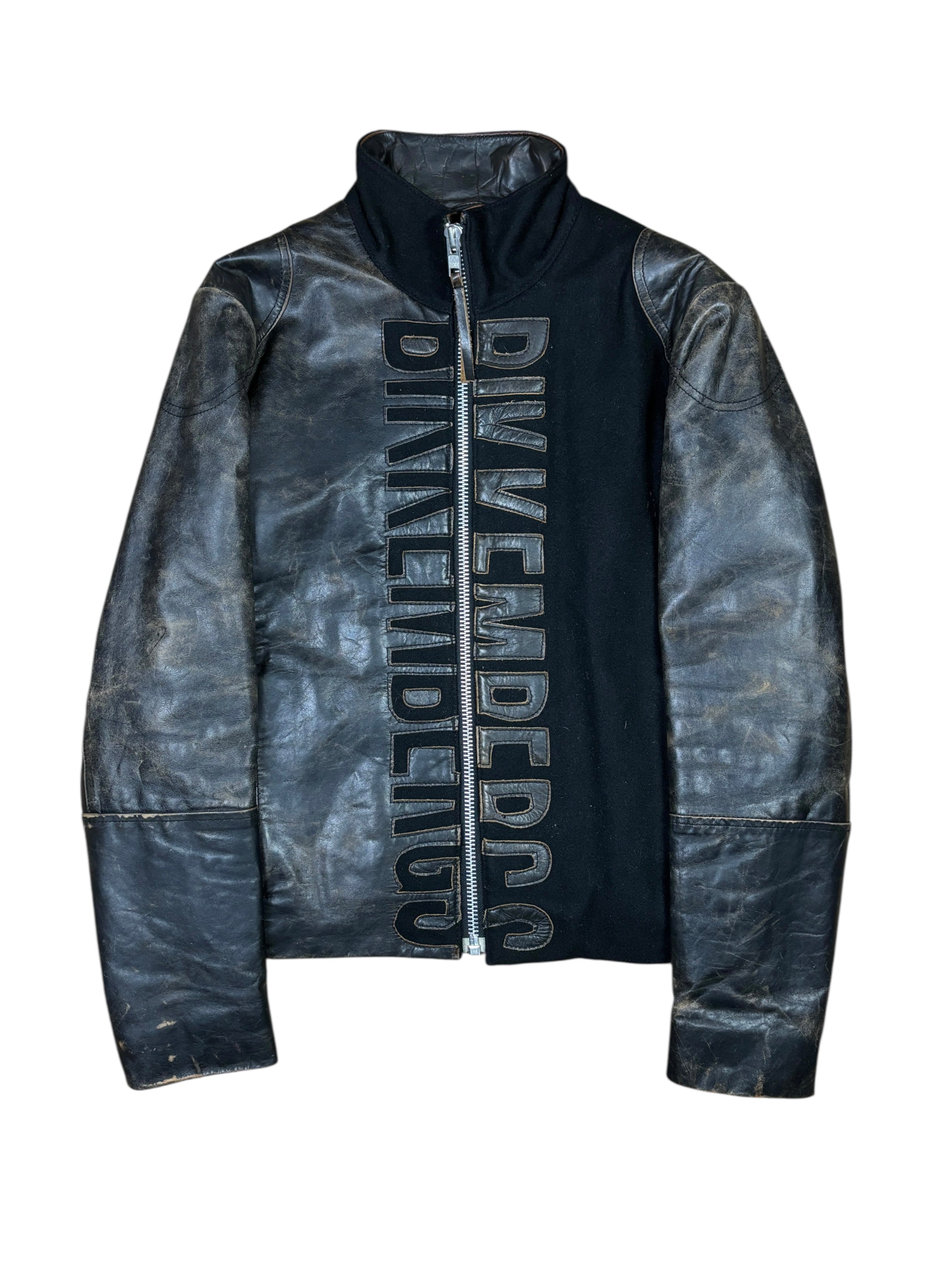 Chaqueta híbrida de cuero y lana Dirk Bikkembergs de los 2000