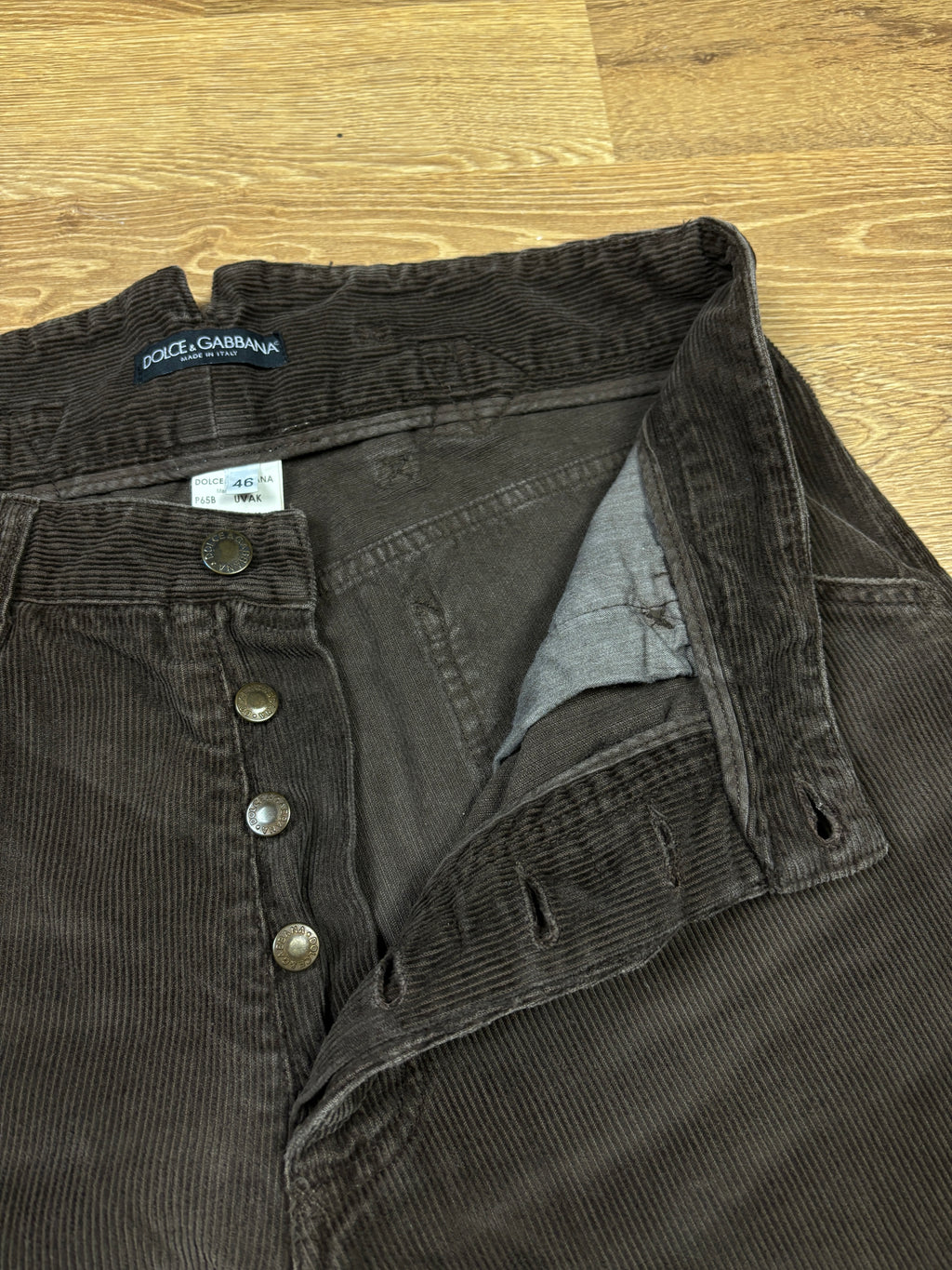 2000s Dolce & Gabbana Brown Corduroy Wide-Leg Pants