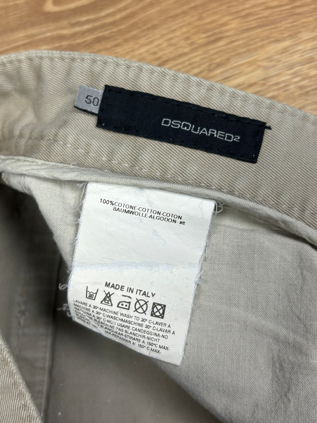 2000s Dsquared2 Twins Beige Wide Leg Pants