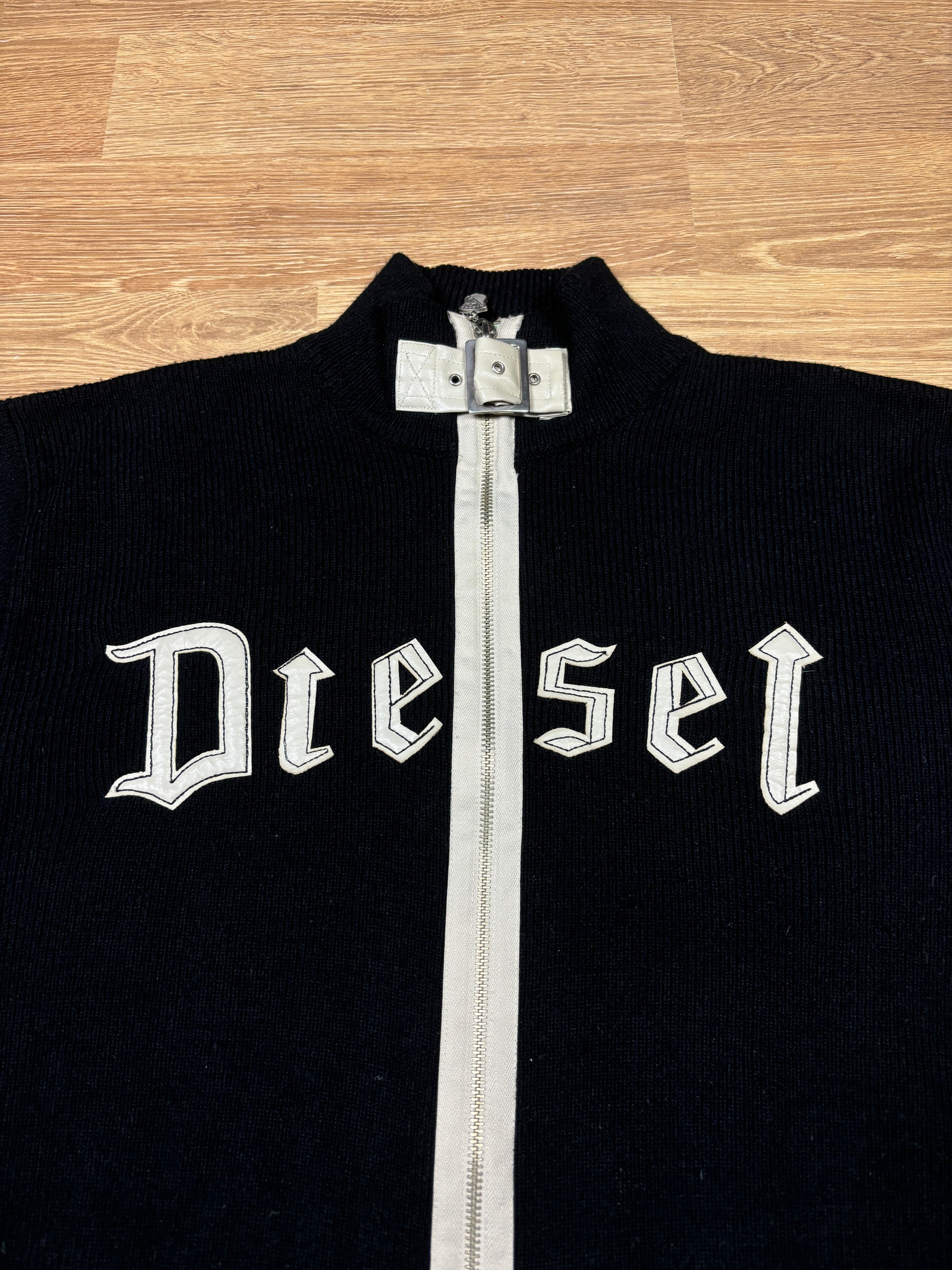 2000s Diesel Woolen Goth Logo Zip Up Knit