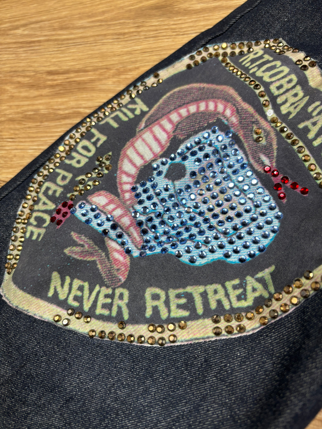 FW2003 Dolce & Gabbana Rhinestone Patchwork Denim Bomber Jacket