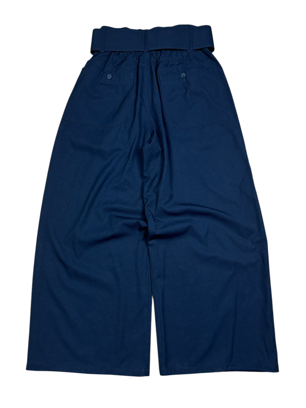 1980s Marithé François Girbaud Navy Belted Wide-Leg Pants